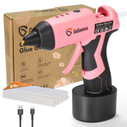 GoGonova Cordless Glue Gun, 15s Fast Preheating 2Ah Cordless Hot Glue Gun with 25 Pcs Premium Mini Glue Gun Sticks, USB-C Battery Rechargeable Hot Glue Gun, Smart Power-Off, Pink