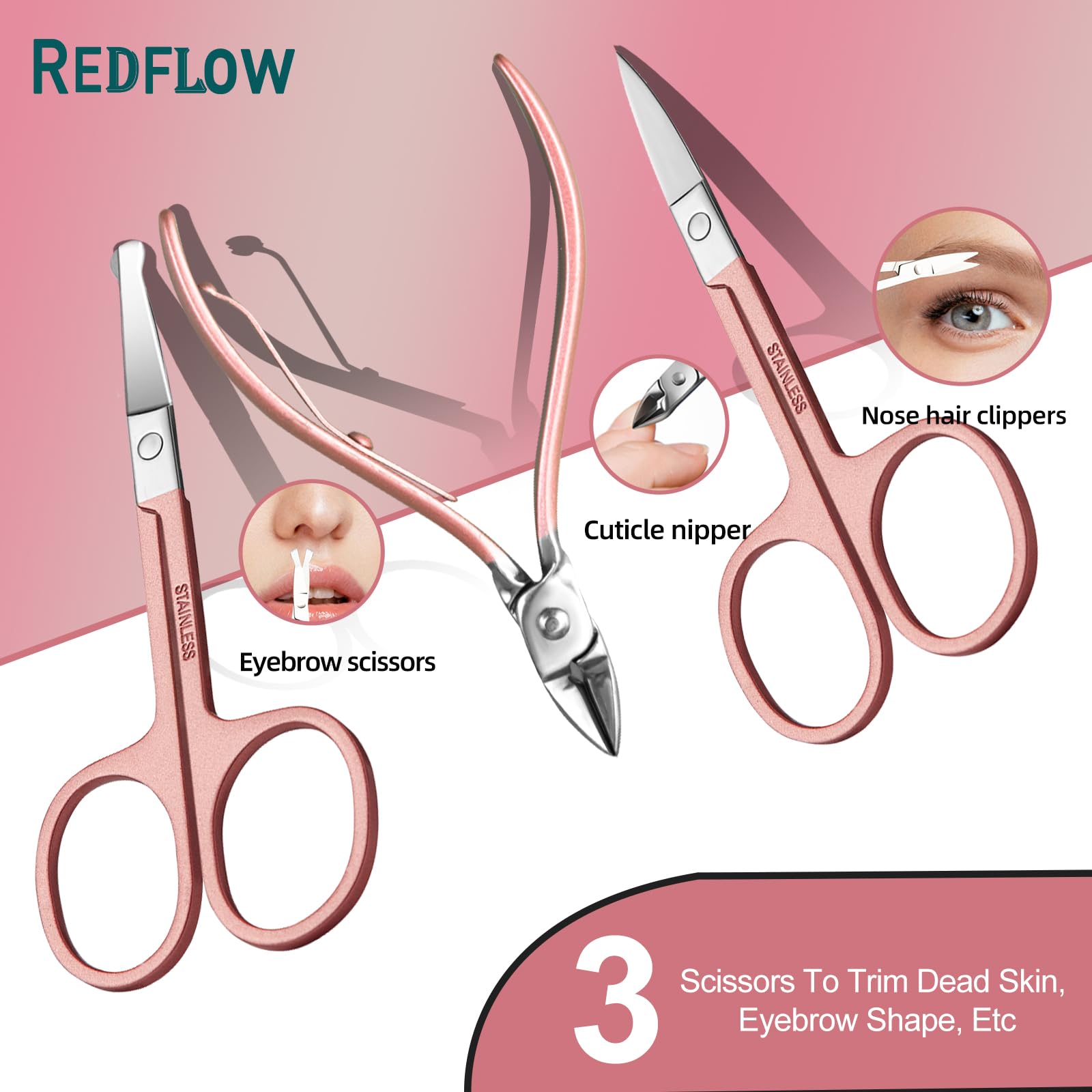 Manicure Set 30 in 1 Nail Clipper set, REDFLOW nail clippers, fingernail & toenail clippers, Manicure Tools, pedicure tools, Suitable for Travel Manicure Kit, Nail Set Kit With Everything Profe