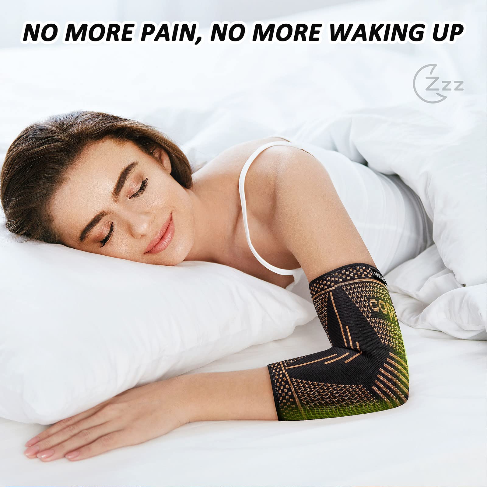 FCNUSX Copper Elbow Brace Compression Sleeves for Pain Relief Men Women, Arm Support Forearm Pads Braces for Tendonitis,Tennis, Golfers, Arthritis, Weight lifting