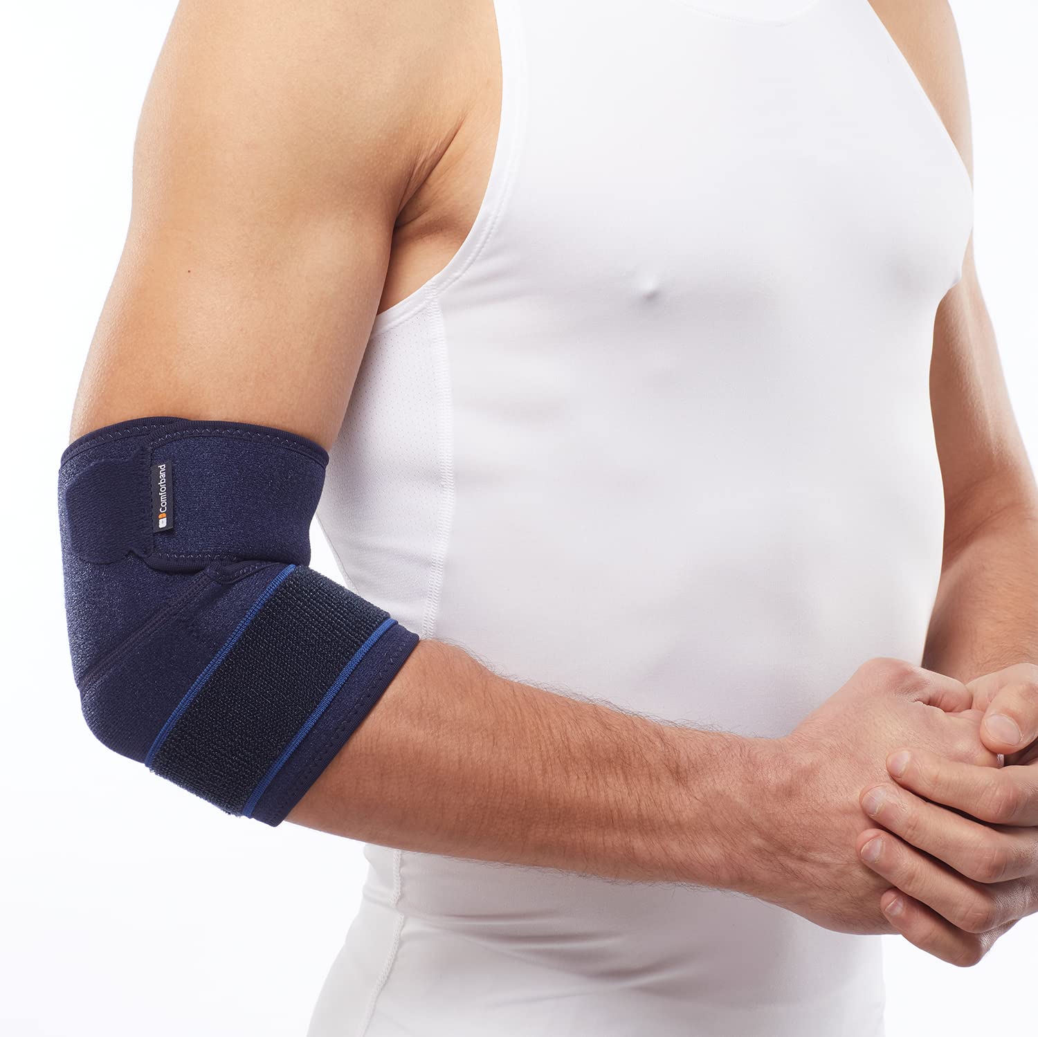 ​Comforband Adjustable Elbow Brace – Targeted Support for Tennis Elbow, Golfer's Elbow, Tendonitis, Arthritis, Bursitis, Sprains, and Strains – One-Size-Fits-Most Compression Sleeve for Pain Relief and Injury Recovery