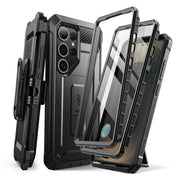 جراب SUPCASE لهاتف Samsung Galaxy S25 Ultra مع مسند (Unicorn Beetle Pro)، [2 إطار أمامي] [واقي شاشة مدمج ومشابك حزام] جراب هاتف بحماية عسكرية لهاتف S25 Ultra مقاس 6.9 بوصة، أسود