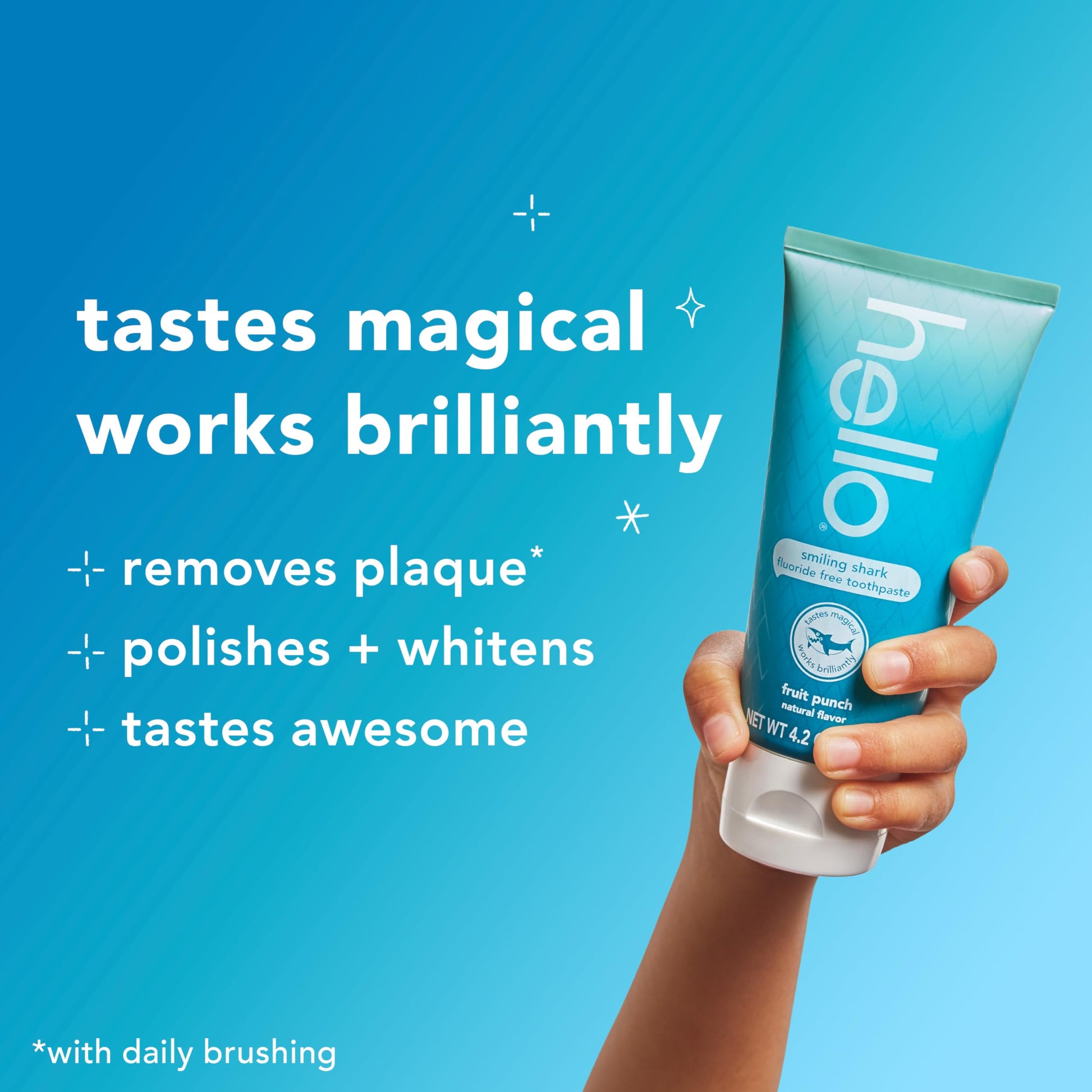 hello Smiling Shark and Fresh Watermelon Fluoride Free Kids Toothpaste Pack, Includes 4.2 oz Smiling Shark Kids and 4.2 oz Fresh Watermelon Toothpaste