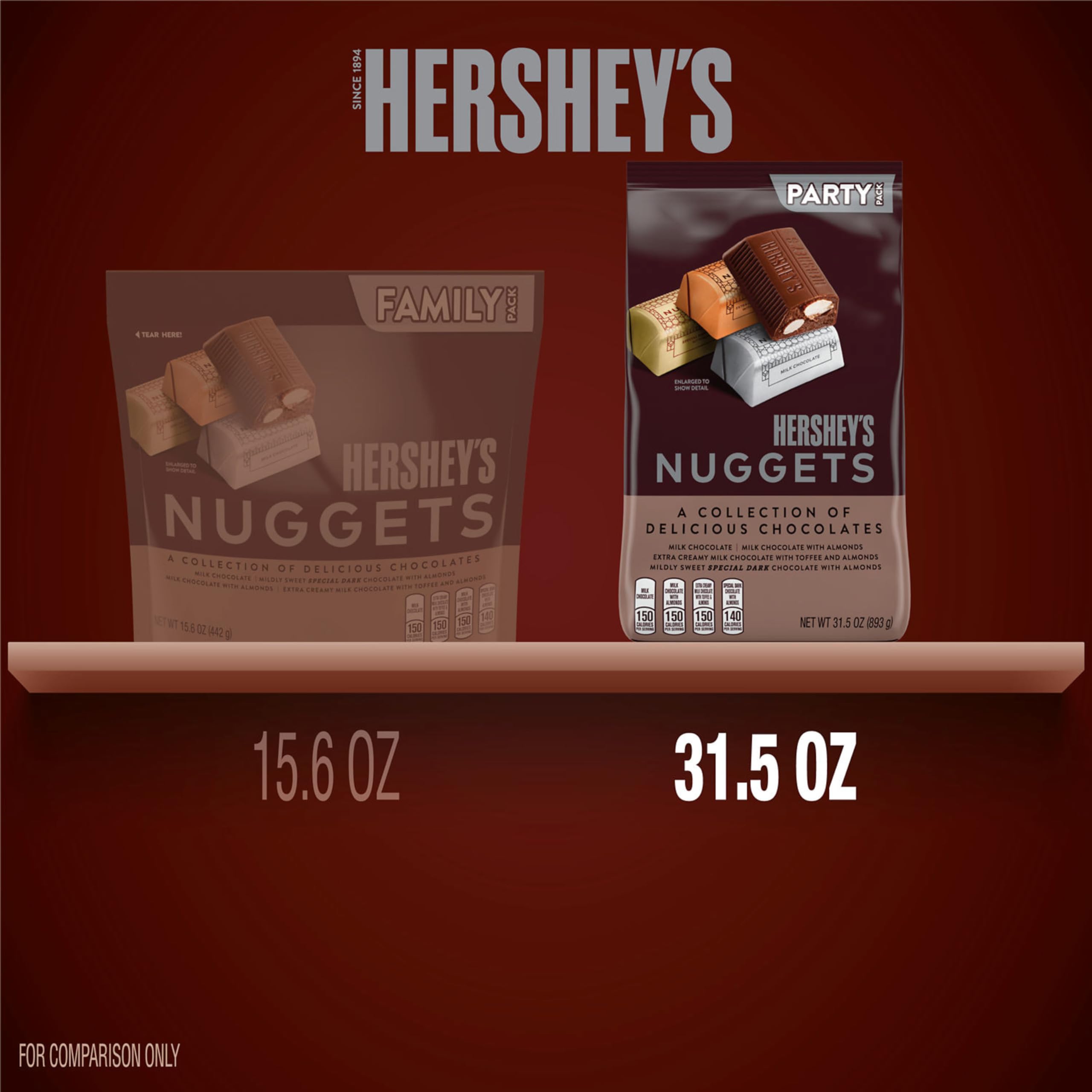 HERSHEY'S NUGGETS Assorted Chocolate Candy Party Pack, Halloween Candy, 31.5 oz