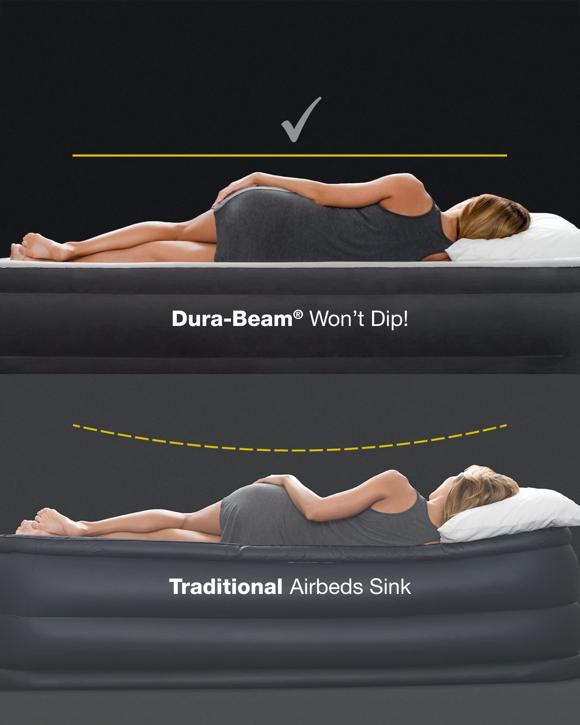 Intex 64112E Dura-Beam Standard Prestige Air Mattress: Fiber-Tech - Twin Size - Built-in USB Electric Pump - 12in Bed Height - 300lb Weight Capacity