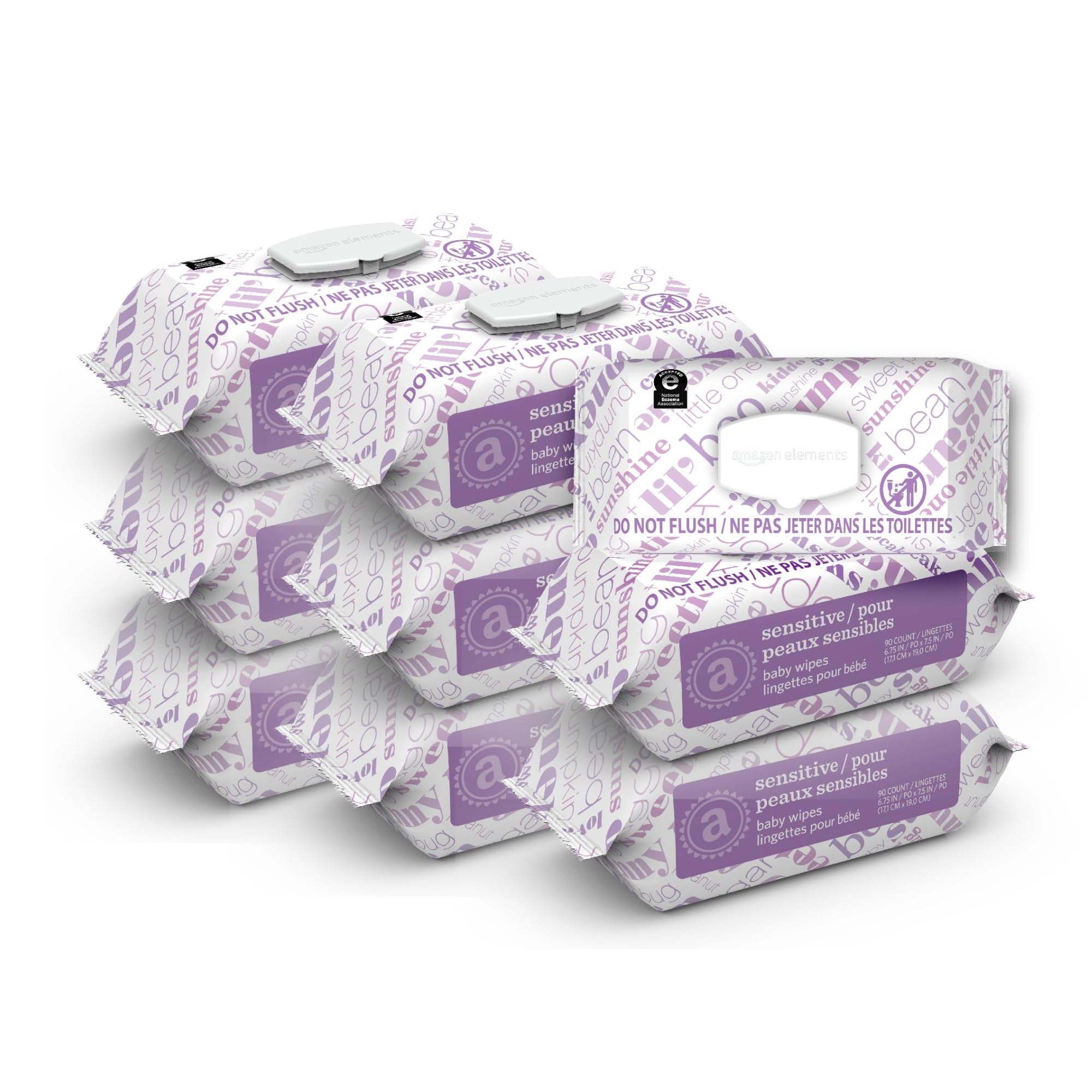 Elements Baby Wipes, Sensitive, 810 Count, Flip-Top Packs, Pack of 9