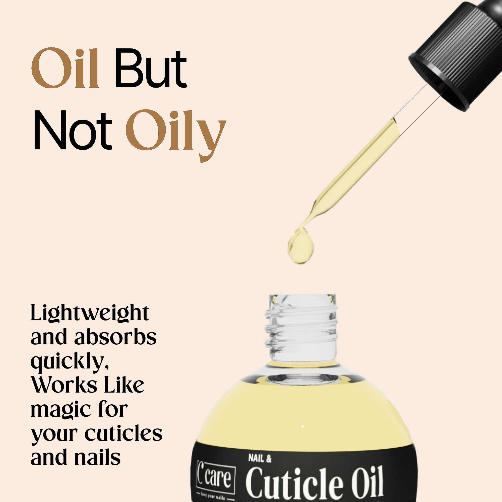 C CARE Sweet Almond Cuticle Oil For Nails - Repairs Cuticles Overnight - Moisturizes and Strengthens Nails and Cuticles - Dropper & Brush included - 2.5oz