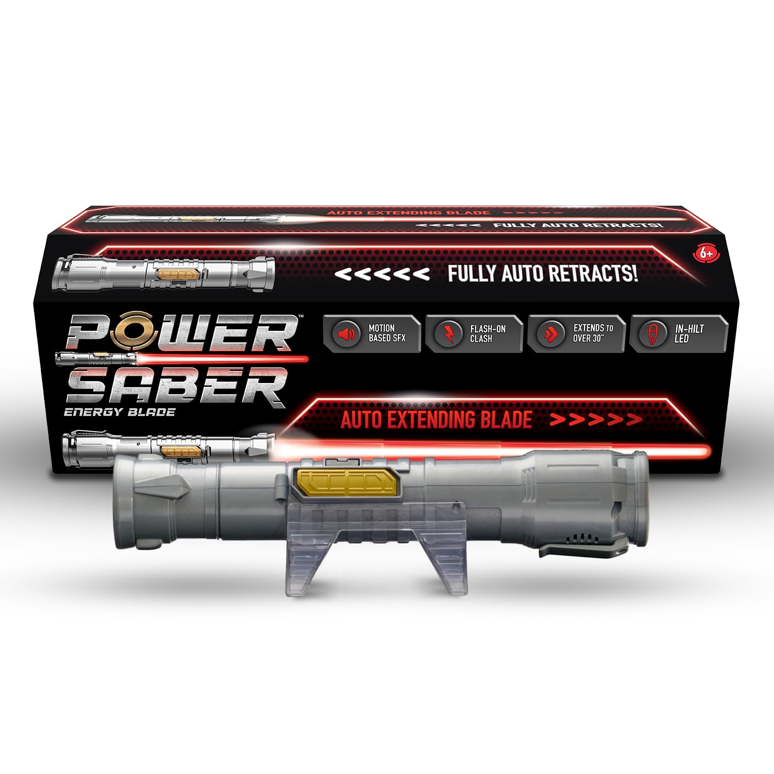 Power Saber Energy Blade Red | First Ever Automatic Saber | Auto Extending & Retracting Saber | Extends 35" (90cm) | Motion Based SFX | Ages 6+ | by Goliath
