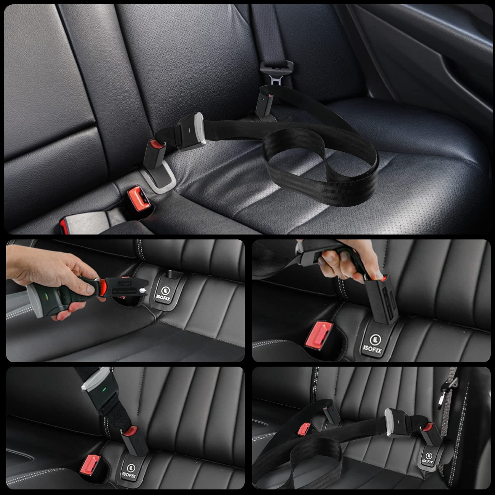 DIRAWOR Straps Compatible with General Isofix Baby Seat Car Fixing Straps with Latch Interface 1Pack (black)