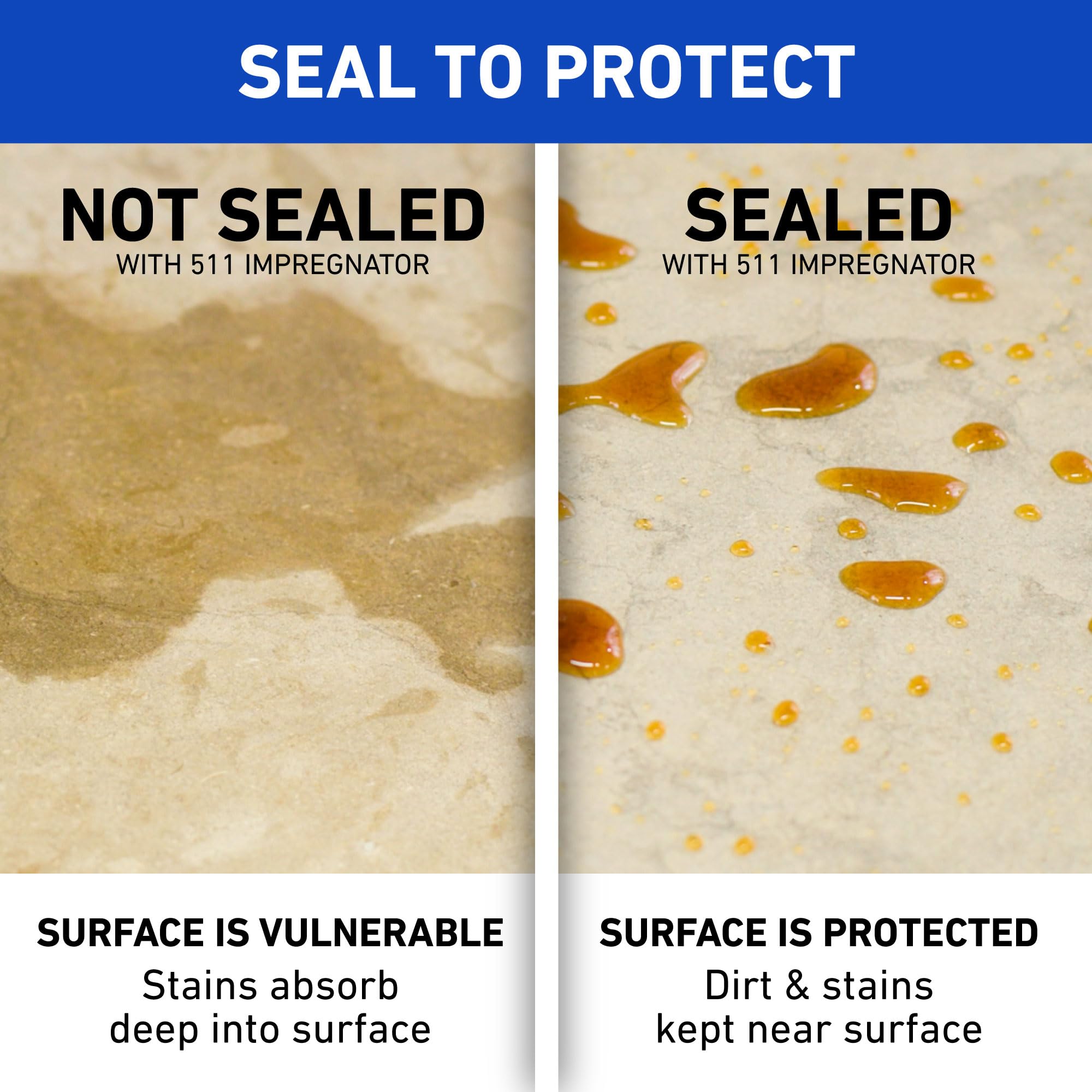 Miracle Sealants 511 Impregnator Advanced Penetrating Sealer for Countertops, Stone, Tile & Grout, Quart