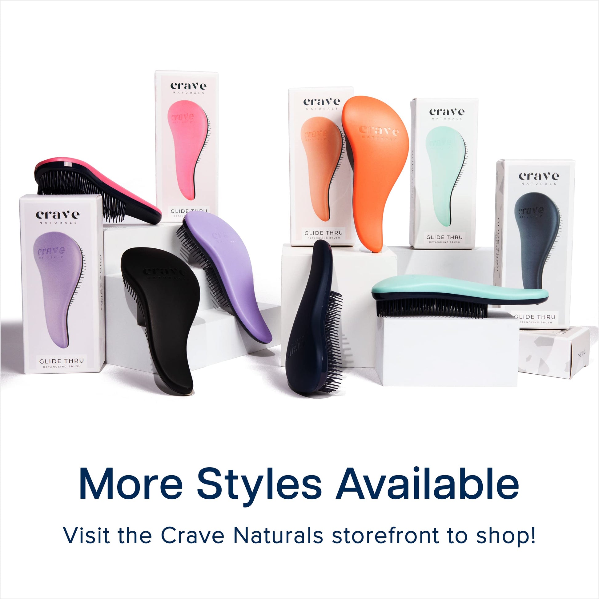 Crave Naturals Glide Thru Hair Brush - Detangler Brush for Curly, Straight, Wet or Dry Hair - Gentle Detangling Brushes for Adults, Kids, Toddlers - Hair Accessories for Women, 7.5x3" - Purple