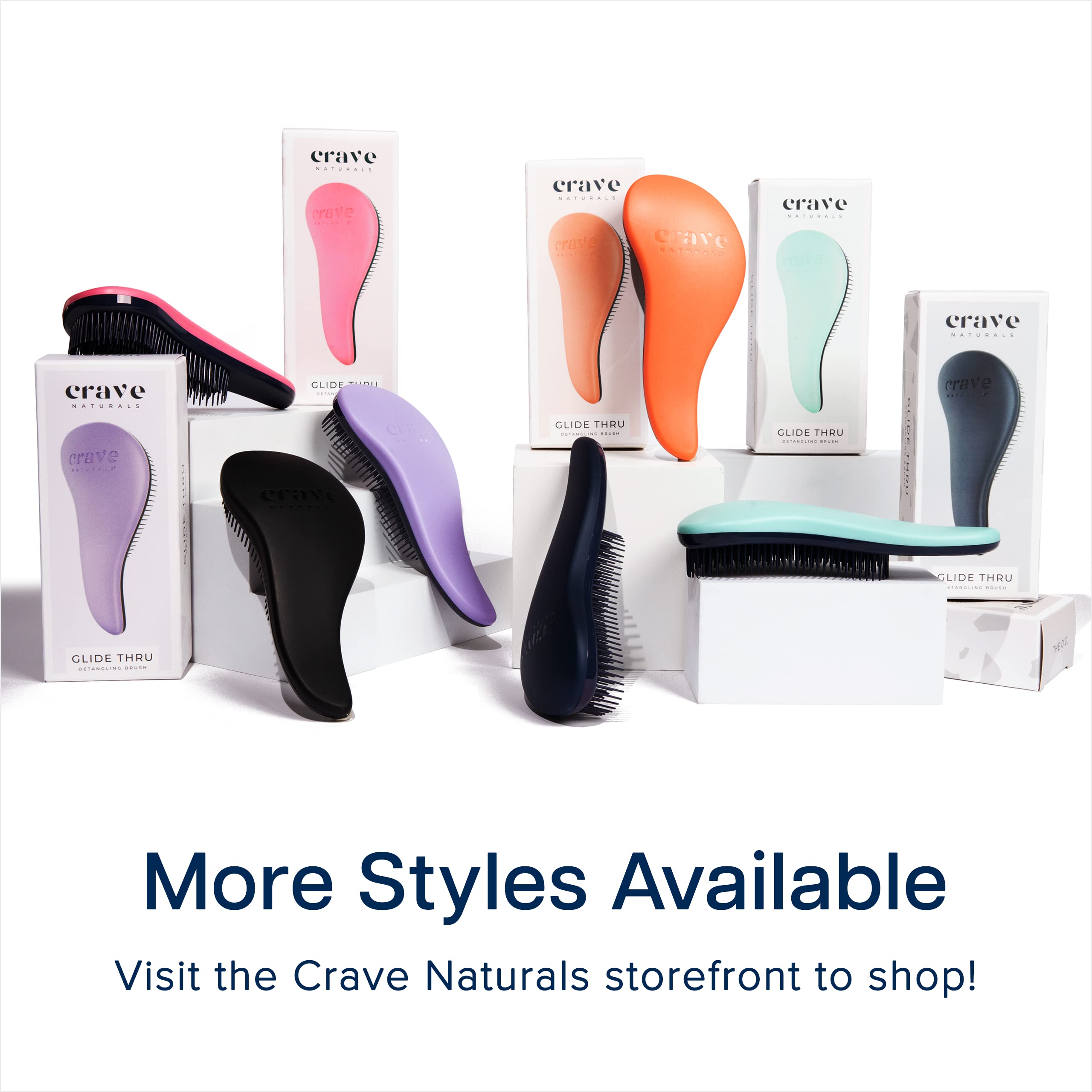 Crave Naturals Glide Thru Hair Brush - Detangler Brush for Curly, Straight, Wet or Dry Hair - Gentle Detangling Brushes for Adults, Kids, Toddlers - Hair Accessories for Women, 7.5x3" - Purple