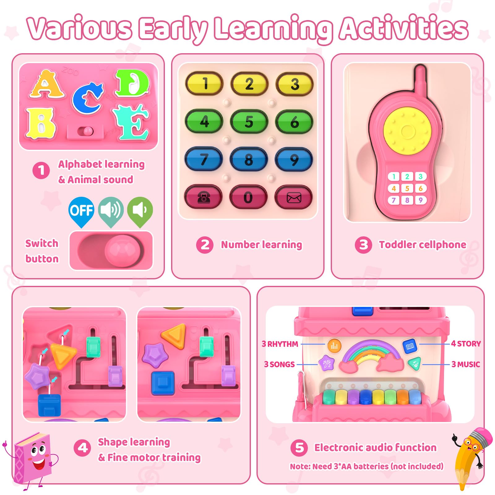 Fidecexv Montessori Toys for 1 Year Old Girl Gifts, 12-in-1 Musical House Toddler Learning Toys for 1-2, 1st First Birthday Gifts for Girls and Boys Baby 6-12 12-18 6-24 Months