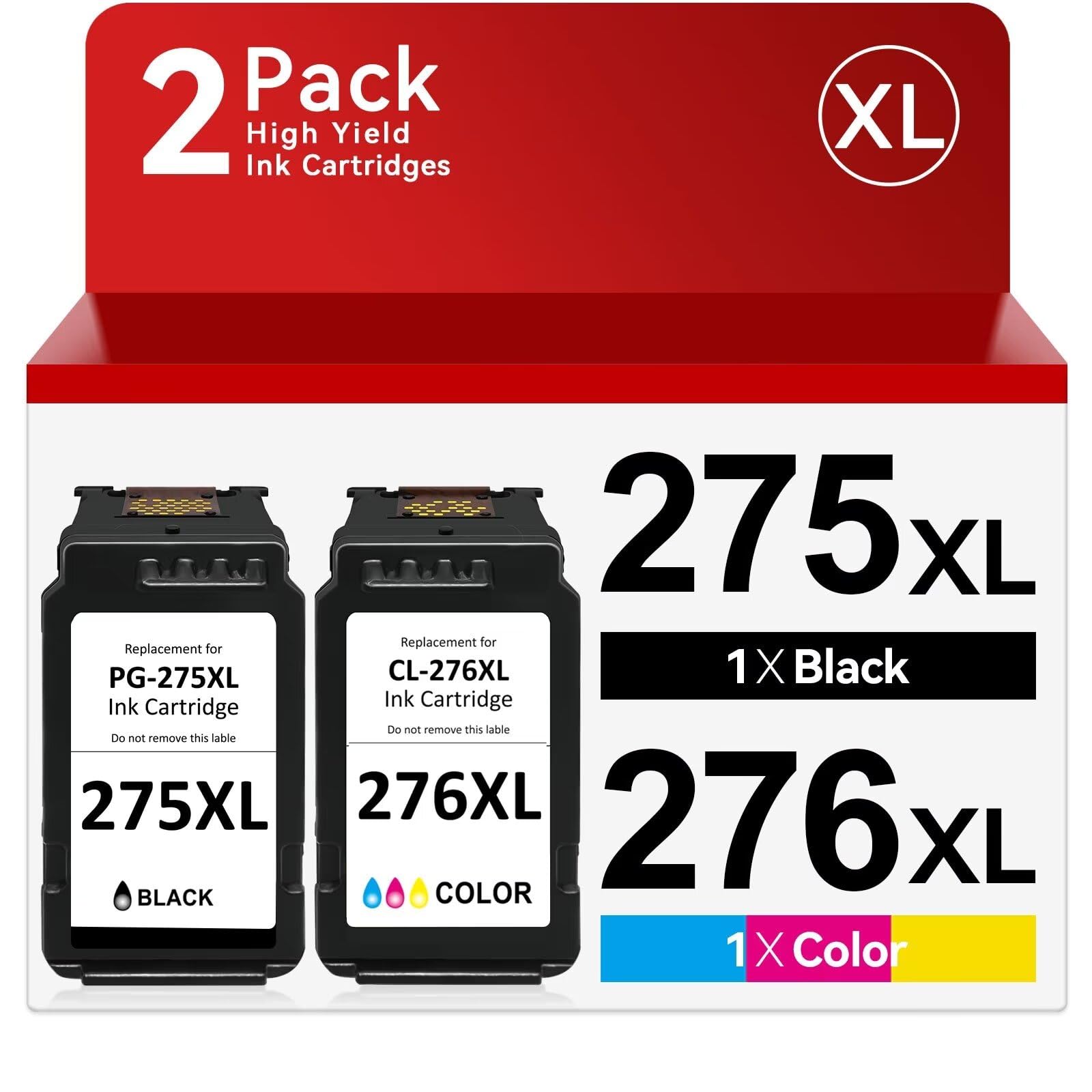PG-275XL/CL-276XL Compatible for Canon Ink 275 and 276 PG-275XL CL-276XL for Canon 275 and 276 Ink Cartridges for Canon PIXMA TS3522 TS3500 TR4720 TR4700 TR4722 TS3720 TS3722 Printer