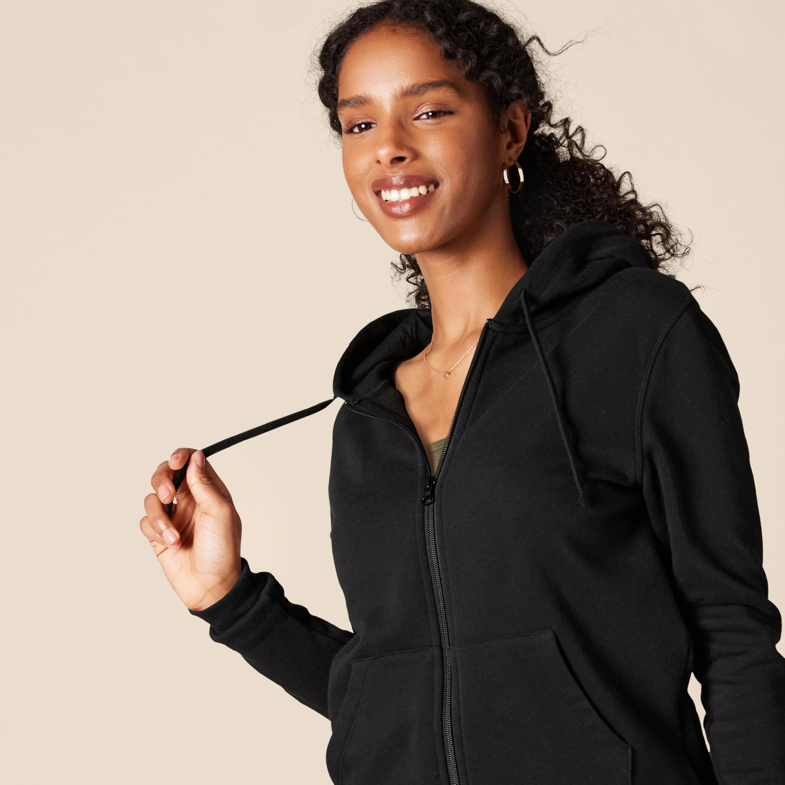 Amazon Essentials Women's Fleece Full-Zip Hoodie (Available in Plus Size), Black, X-Large