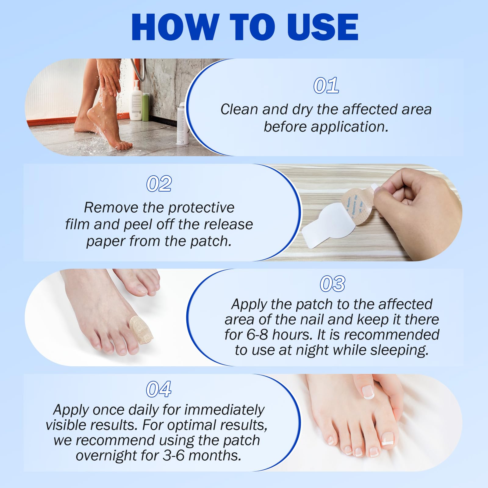 Nail Patches 21 PCS Toenail Treatment Extra Strength 8-Hour Overnight Nail Fast Acting Repair Effortless Hydrogel Nail Care and Repair for Damaged Nails Overnight Renewal for Men and Women