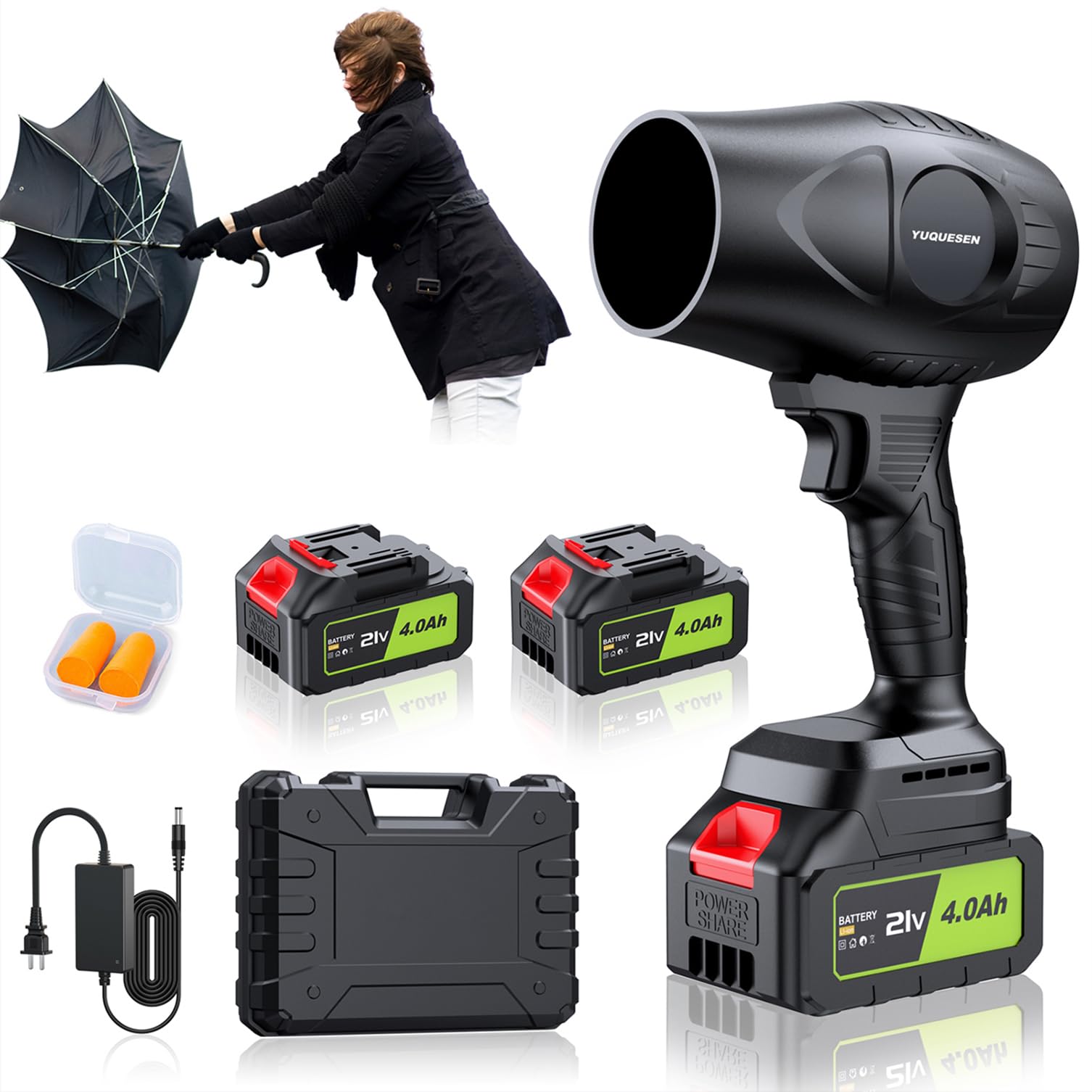 980,000 RPM Cordless Leaf Blower - 21V Electric Handheld Leaf Blower with 2x4.0Ah Batteries & Fast Charger - Lightweight for Patio, Lawn, Yard, Deck Cleaning