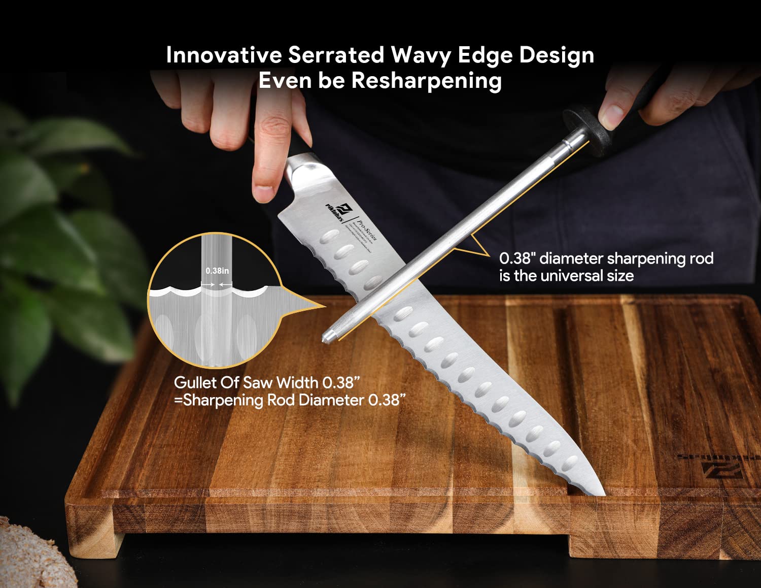 Piklohas Resharpenable Bread Knife, 10 Inch Multifunction Serrated Knife for Homemade Bread, Razor Sharp Sourdough Slicing with Innovative Wavy Edge for Efficient Cutting, Baking & Wedding Gifts