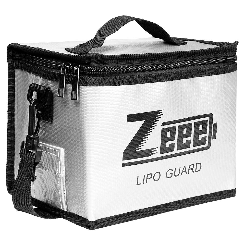 حقيبة حماية من الحريق ومضادة للانفجار ذات سعة كبيرة لتخزين البطاريات من Zeee لشحن وتخزين بطاريات الليثيوم بوليمر (8.46 × 6.5 × 5.71 بوصة)