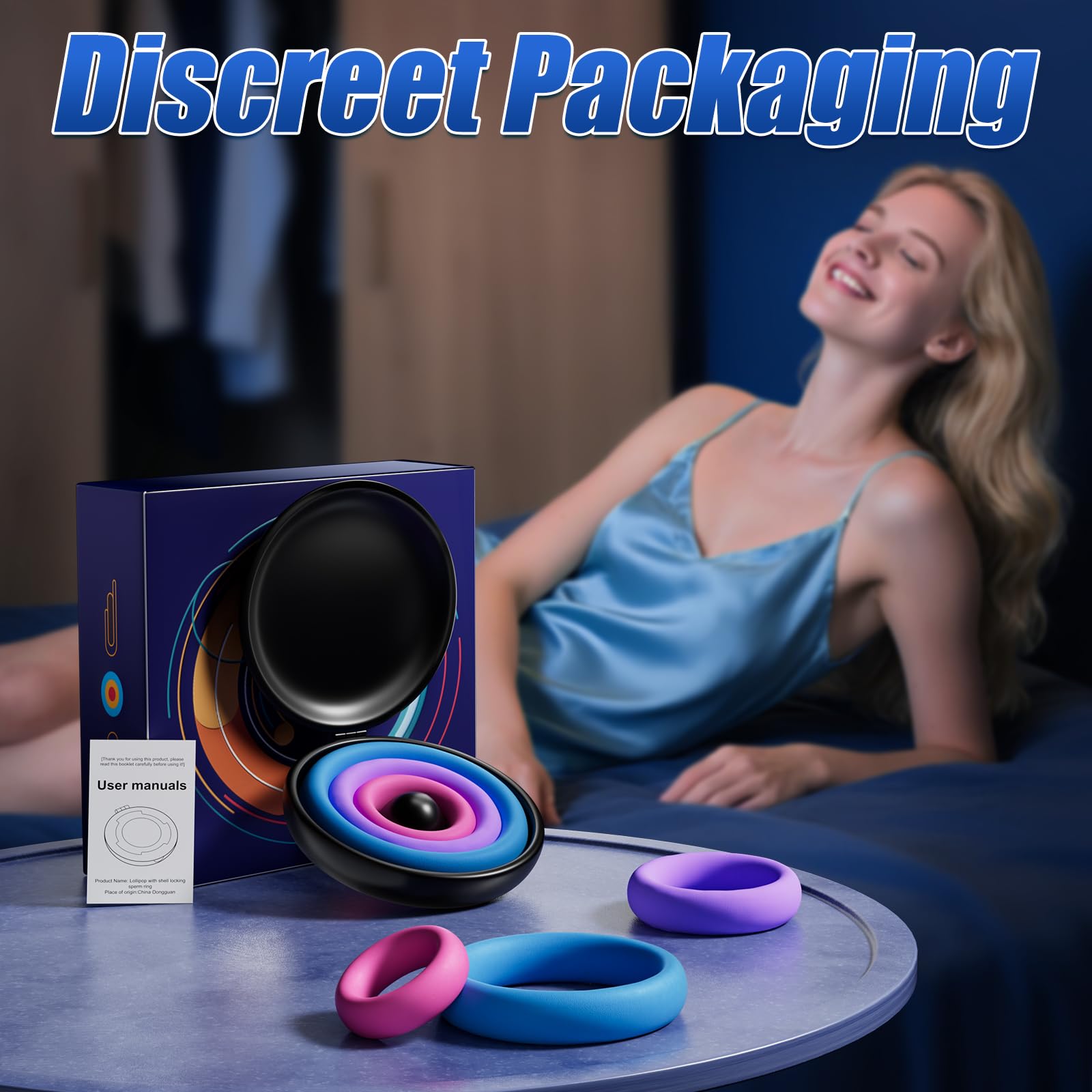Joeaua Sex Toys Silicone Cock/Penis Ring - Multi-Coloured Cockring Couples Sex Toy with 3 Pcs Different Sizes for Erection Enhancing Long Lasting Stronger, Adult Sex Toys for Men or Couple Pleasure