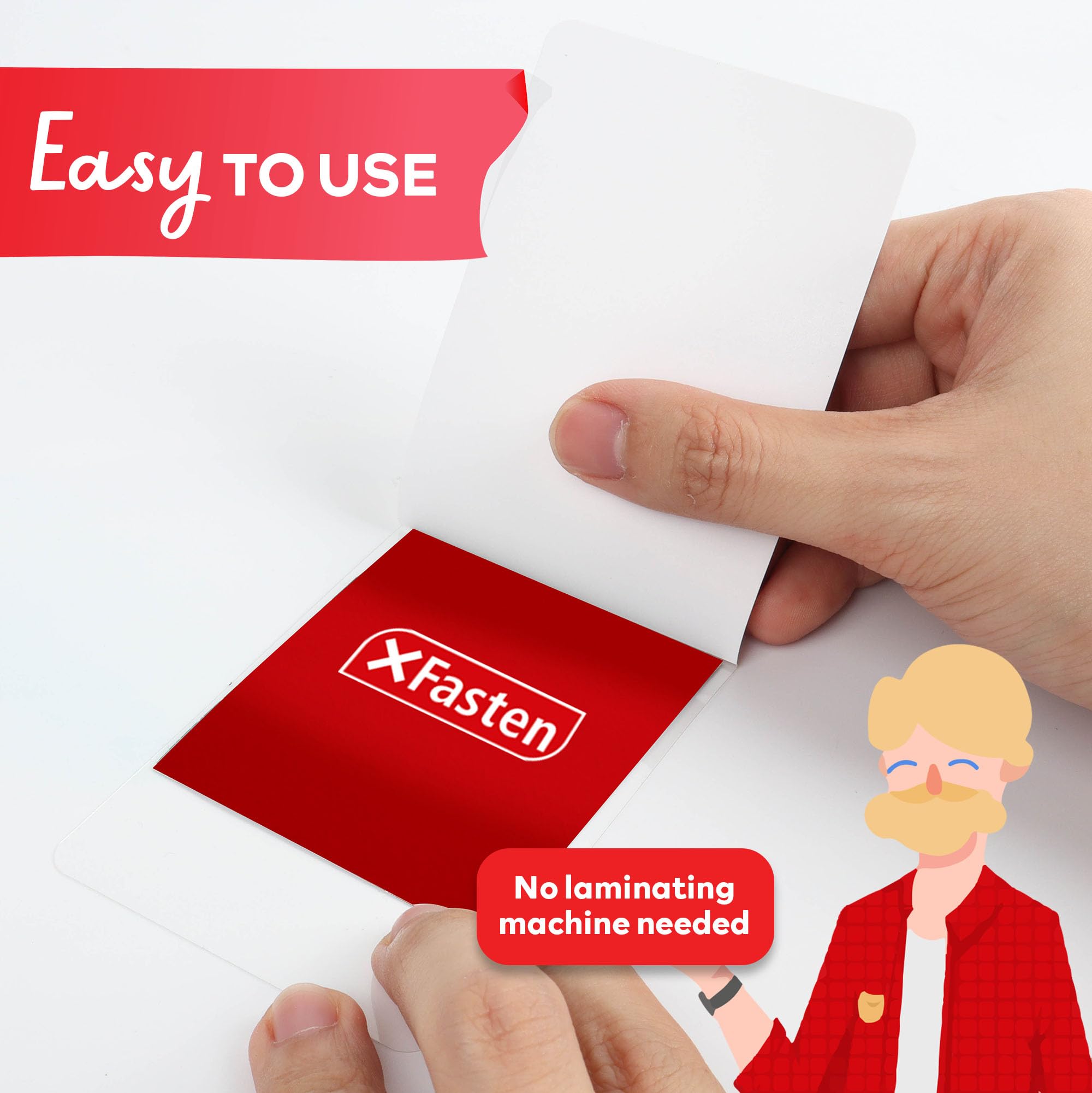 XFasten Self-Sealing Laminating Pouches Business Card Size, 9.5 Mil and Hard Self Laminating Business Cards Pouch (Pack of 25)