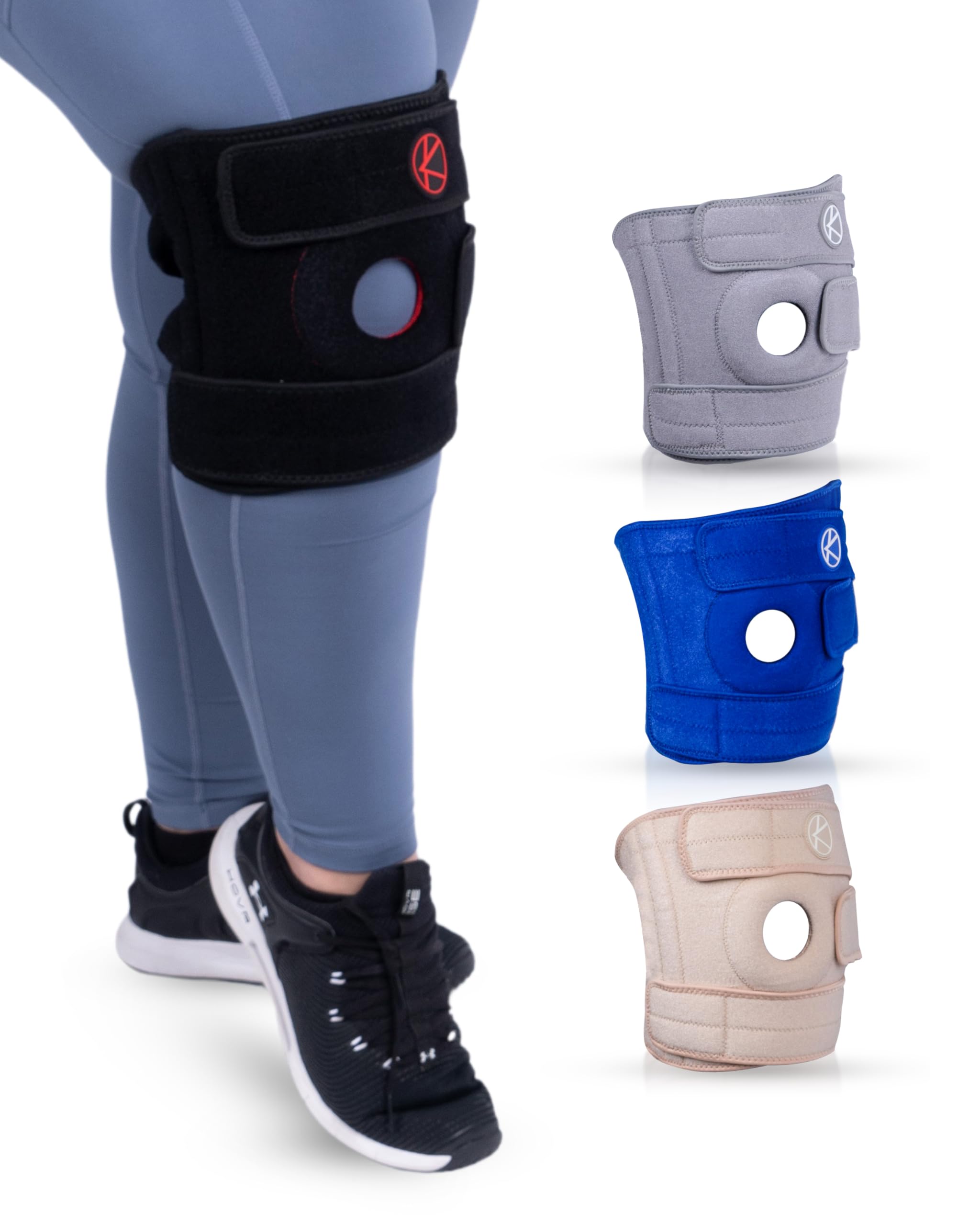 KARM Plus Size Knee Brace for Women & Men Plus Size - Adjustable Knee Support Brace for Meniscus Tear, Arthritis Pain, Compression with Side Stabilizers - Obese People (4XL/5XL/6XL Black)