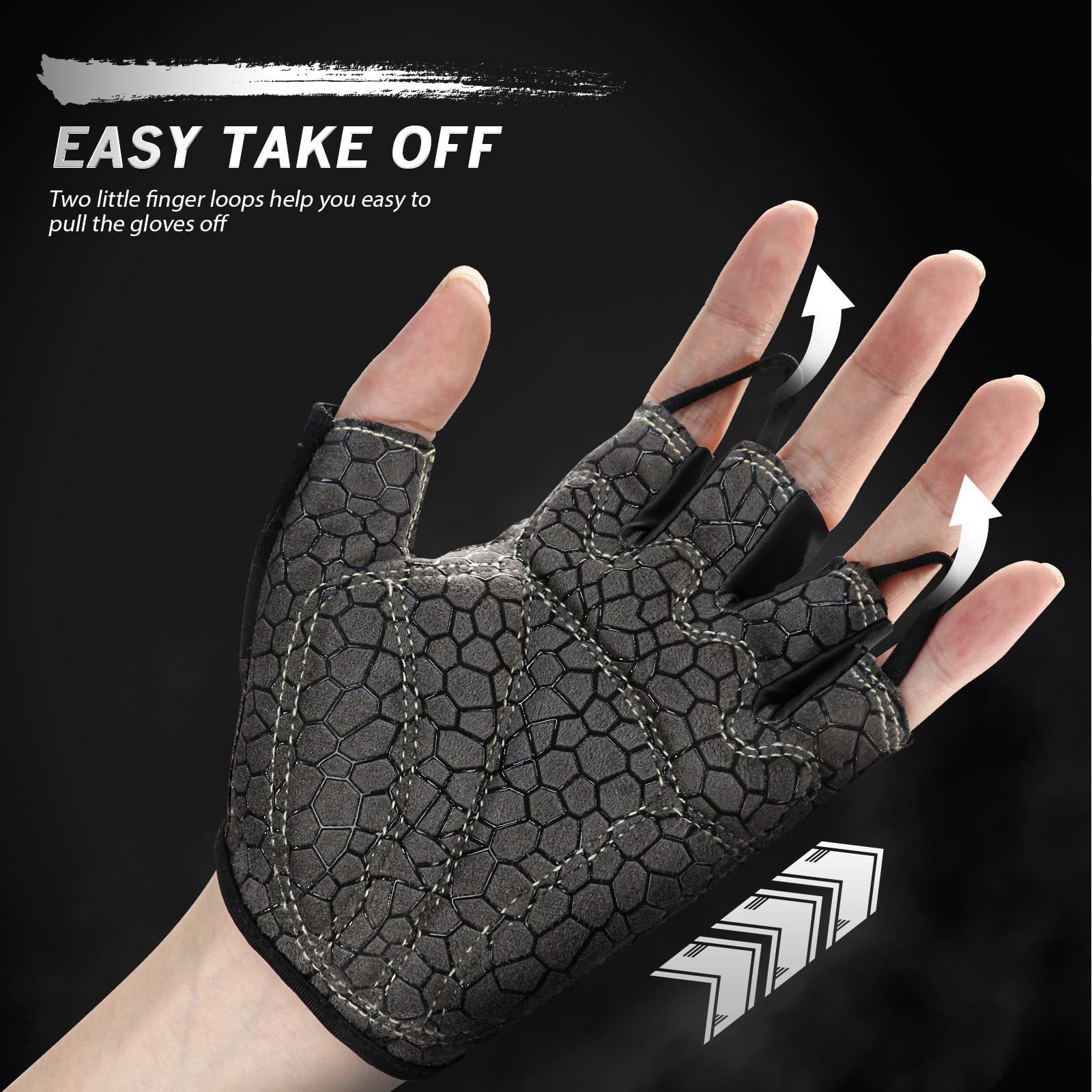 HTZPLOO Bike Gloves - Cycling & Biking Gloves for Men & Women with Anti-Slip, Shock-Absorbing Pad, Light Weight, Nice Fit, Half Finger (Black, Large)