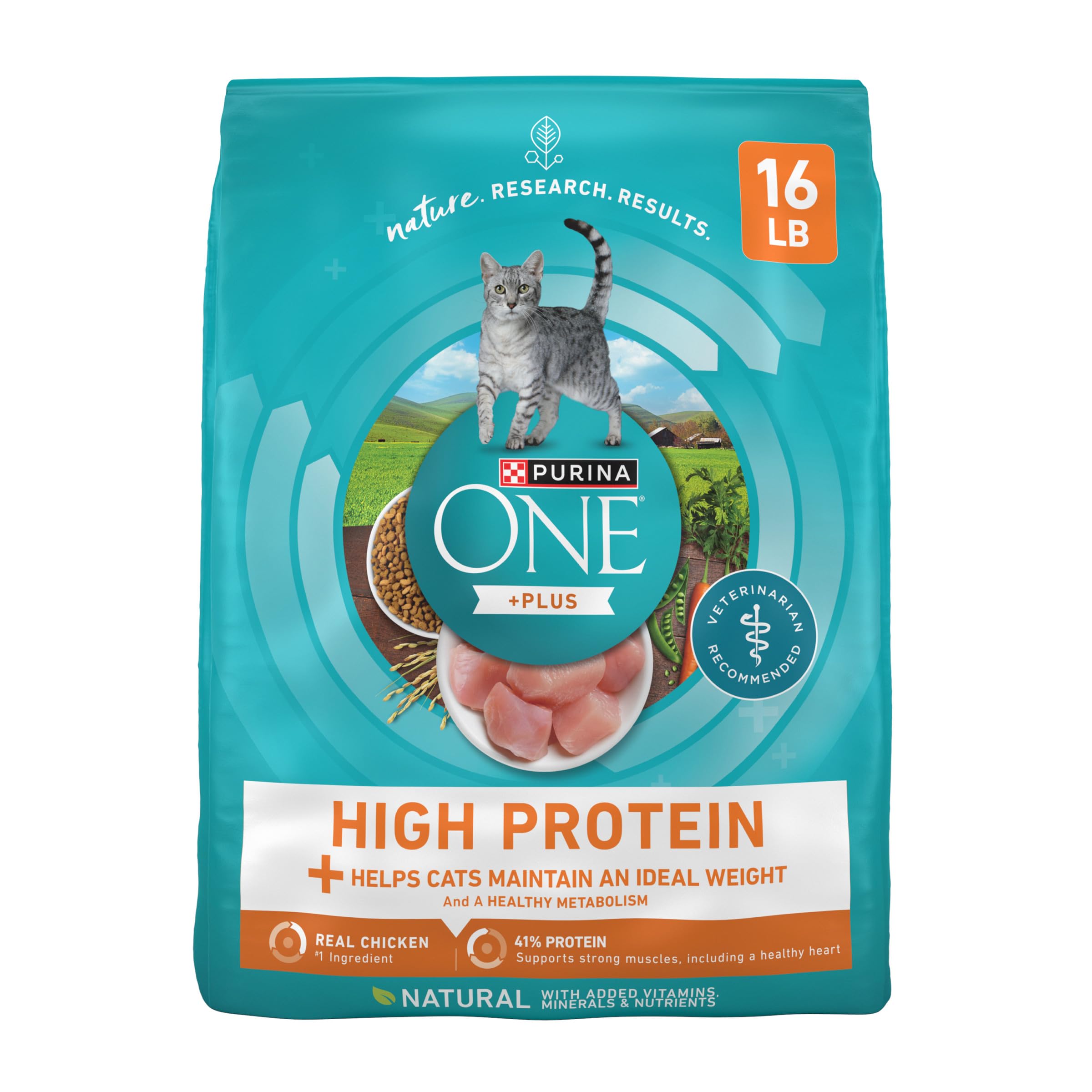 Purina ONE High Protein, Healthy Weight Plus Ideal Weigt With Chicken Dry Cat Food Wight Control Formula - 16 lb. Bag