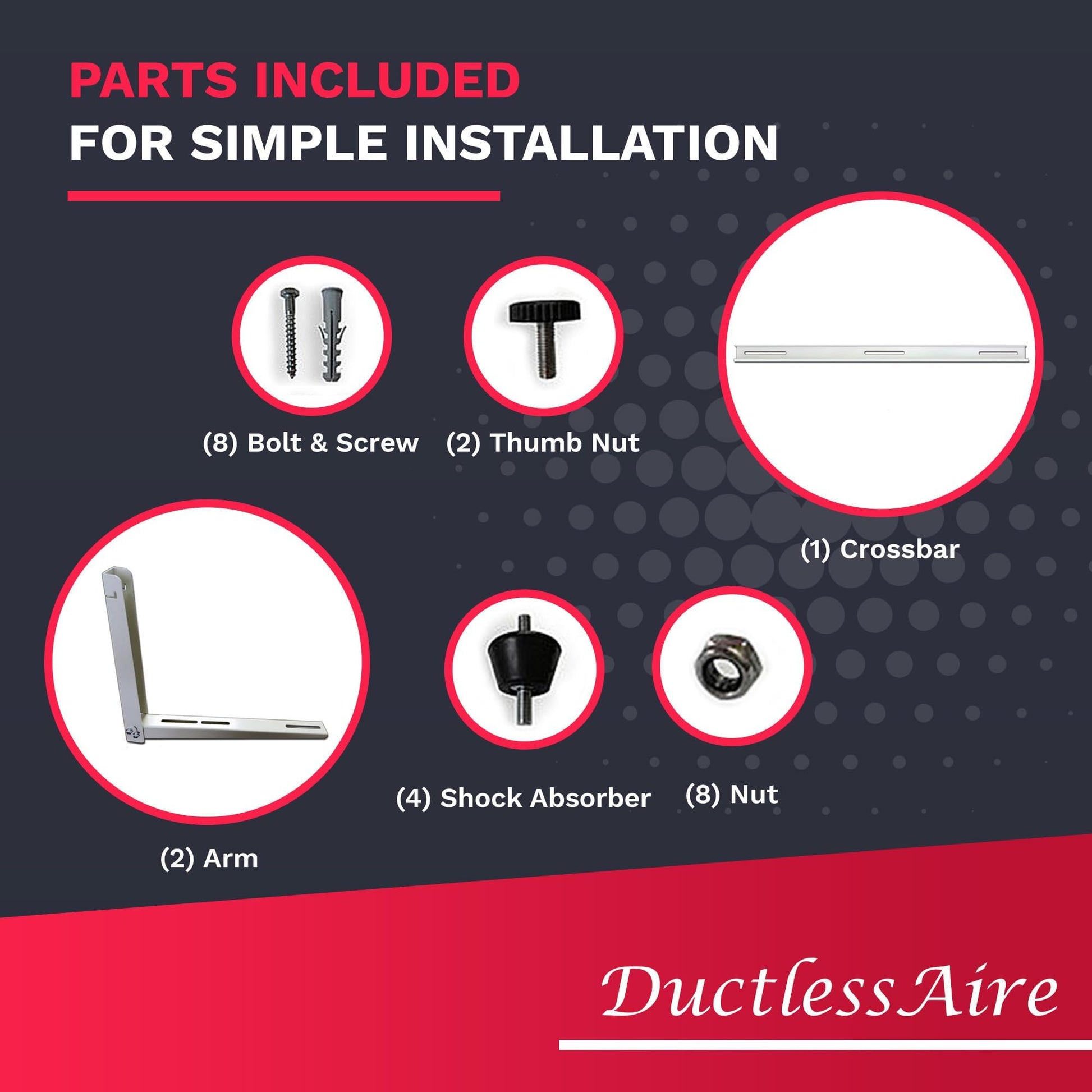 DuctlessAire Outdoor Wall Bracket - Mini Split Mounting Bracket - Ductless Air Conditioner Wall Mount - Mini Split AC/Heating System - Brackets for Window AC, HVAC, Heat Pump & More (9000-36000 BTU)