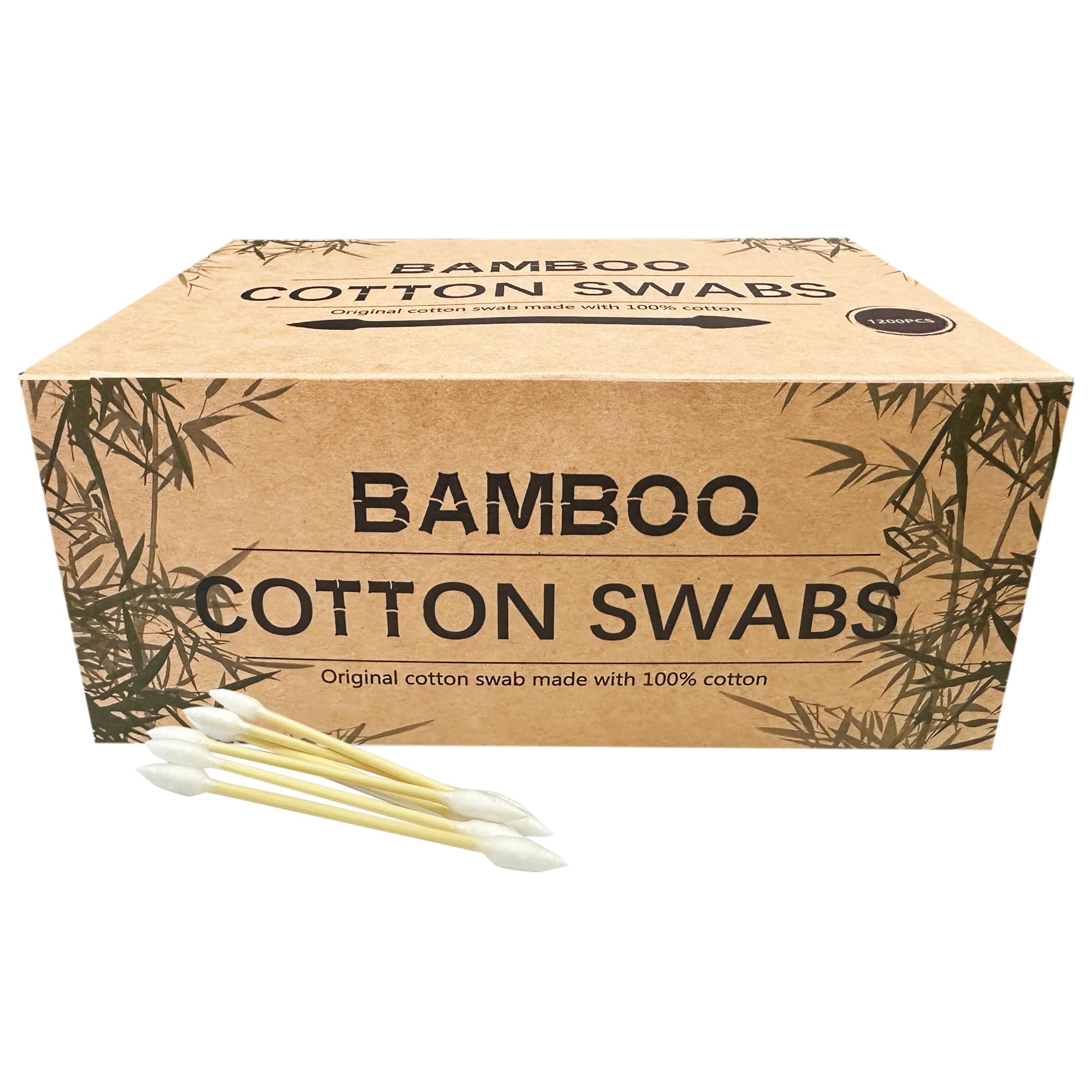 1200pcs Precision Tip Cotton Swabs for Makeup, Bamboo Sticks and Double Pointed