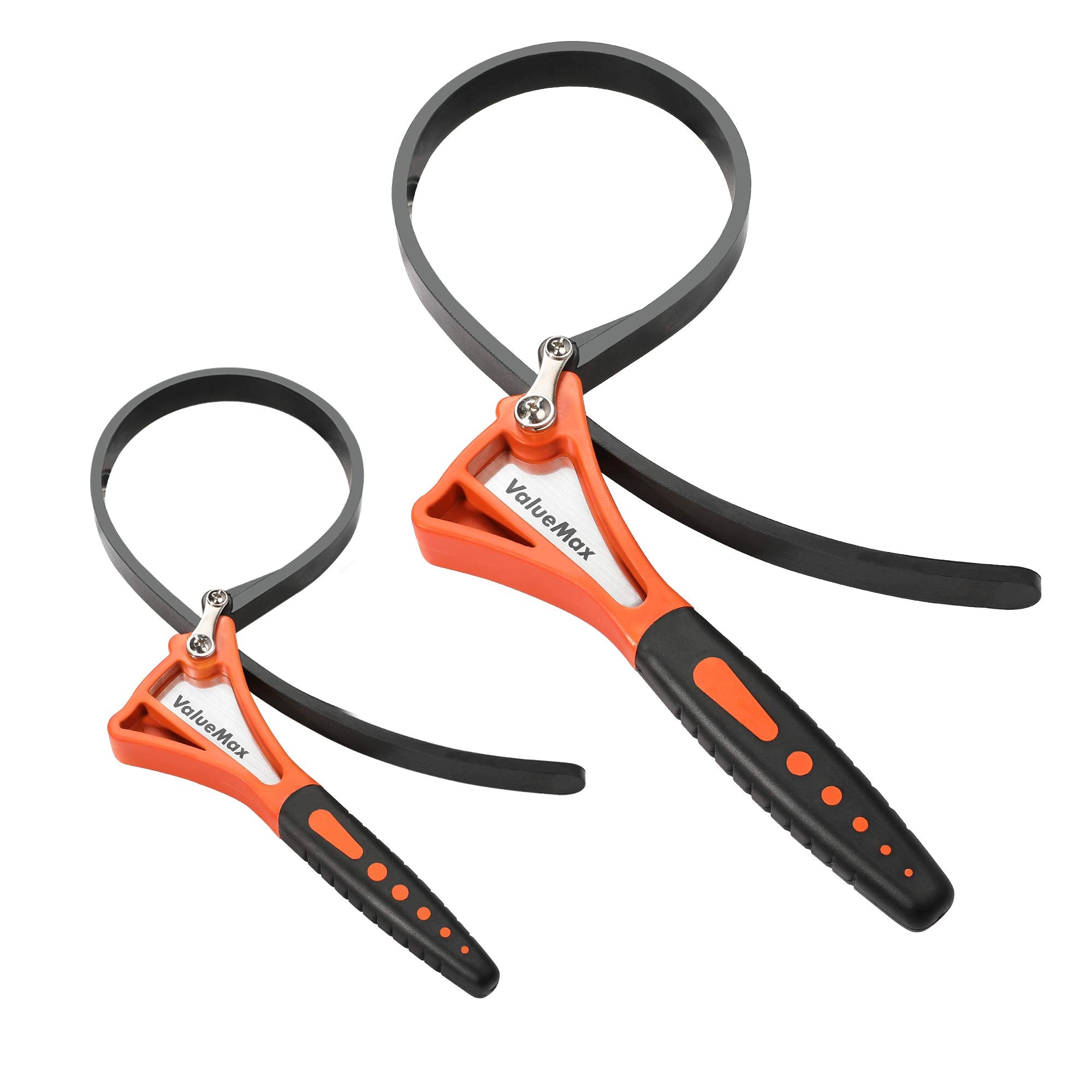 ValueMax 2-piece Strap Wrench Set, Adjustable Oil Filter Wrench with Max Diameter 4" (Small) and 6"(Large) for Shower Head Water Filter, Jar Opener Set