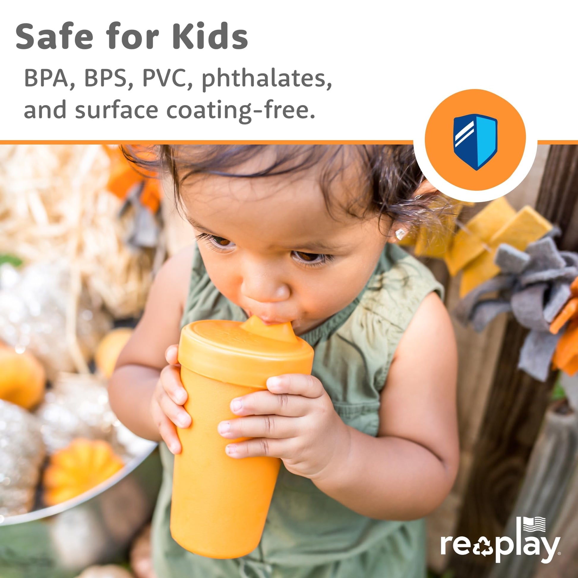 Re-Play Sippy Cups for Toddlers - 10 Oz. Reusable Spill Proof Cups for Kids, Dishwasher/Microwave Safe - Made in USA - Set of 4-3.13" x 6.25" - True Blue