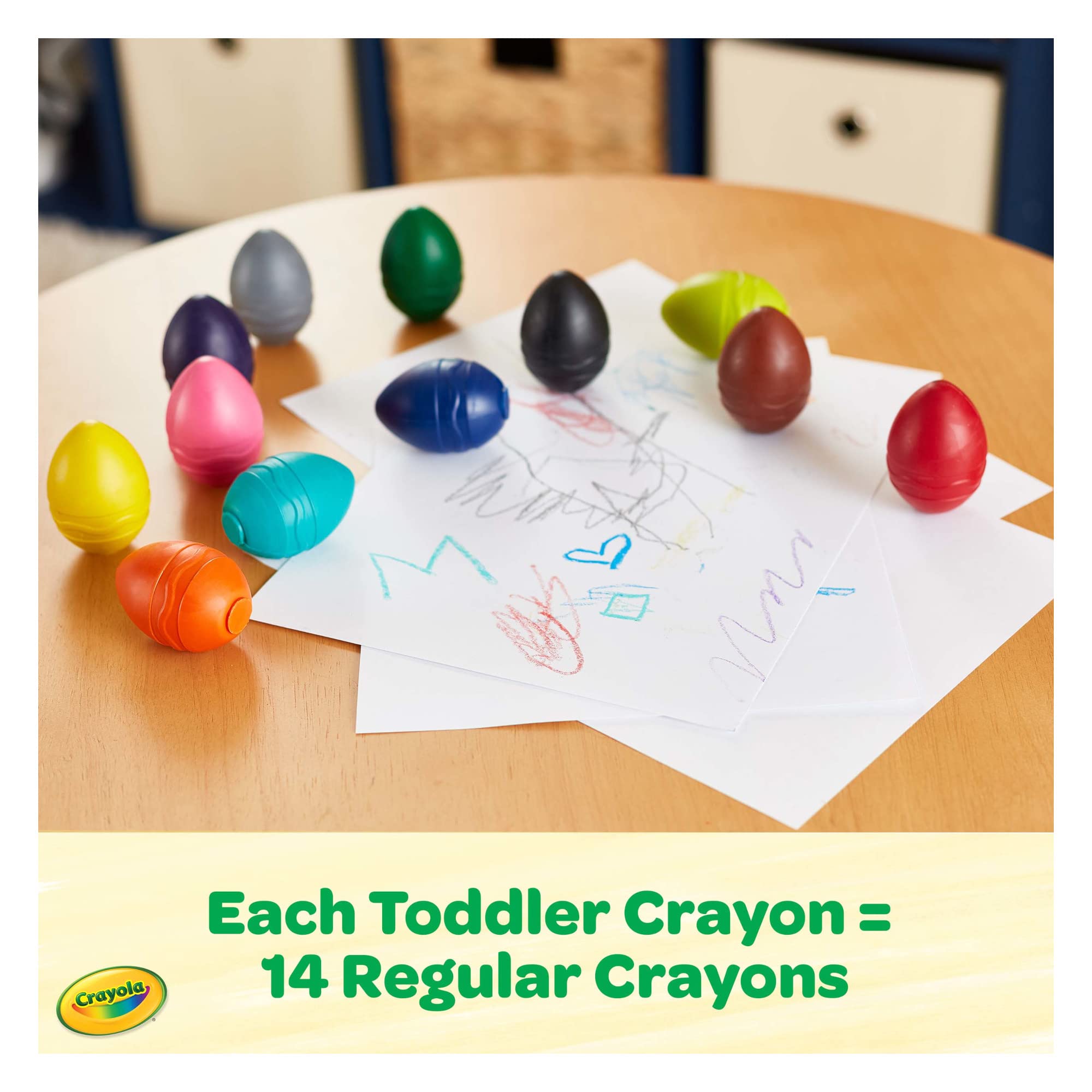 Crayola Large Egg Crayons (12ct), Jumbo Washable Crayons for Toddlers, Preschool Art Supplies for Toddlers, Classroom Must Have, Ages 1+