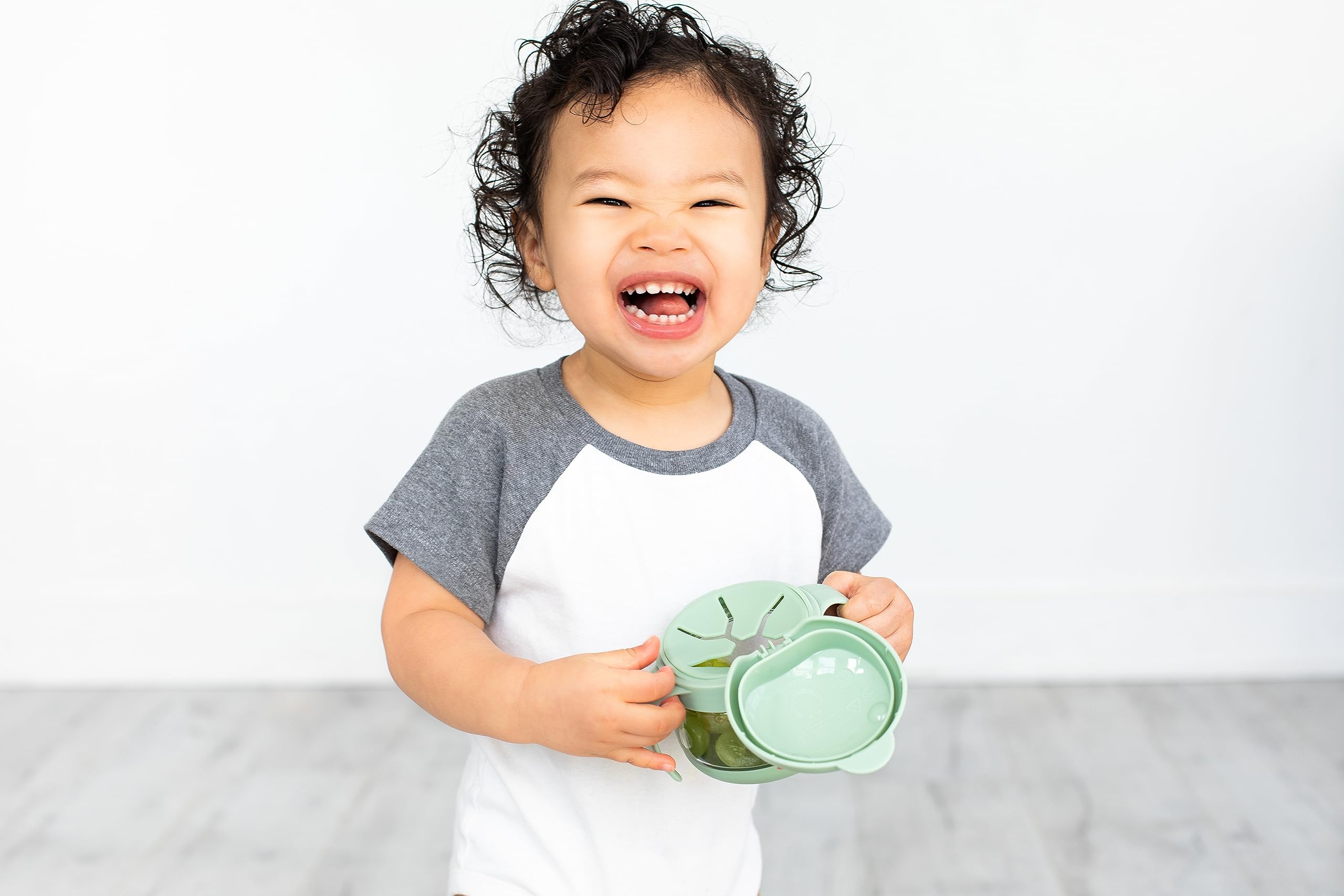 Ubbi Tweat No Spill Snack Container for Kids, BPA-Free, Toddler Snack Container, Sage & Blue