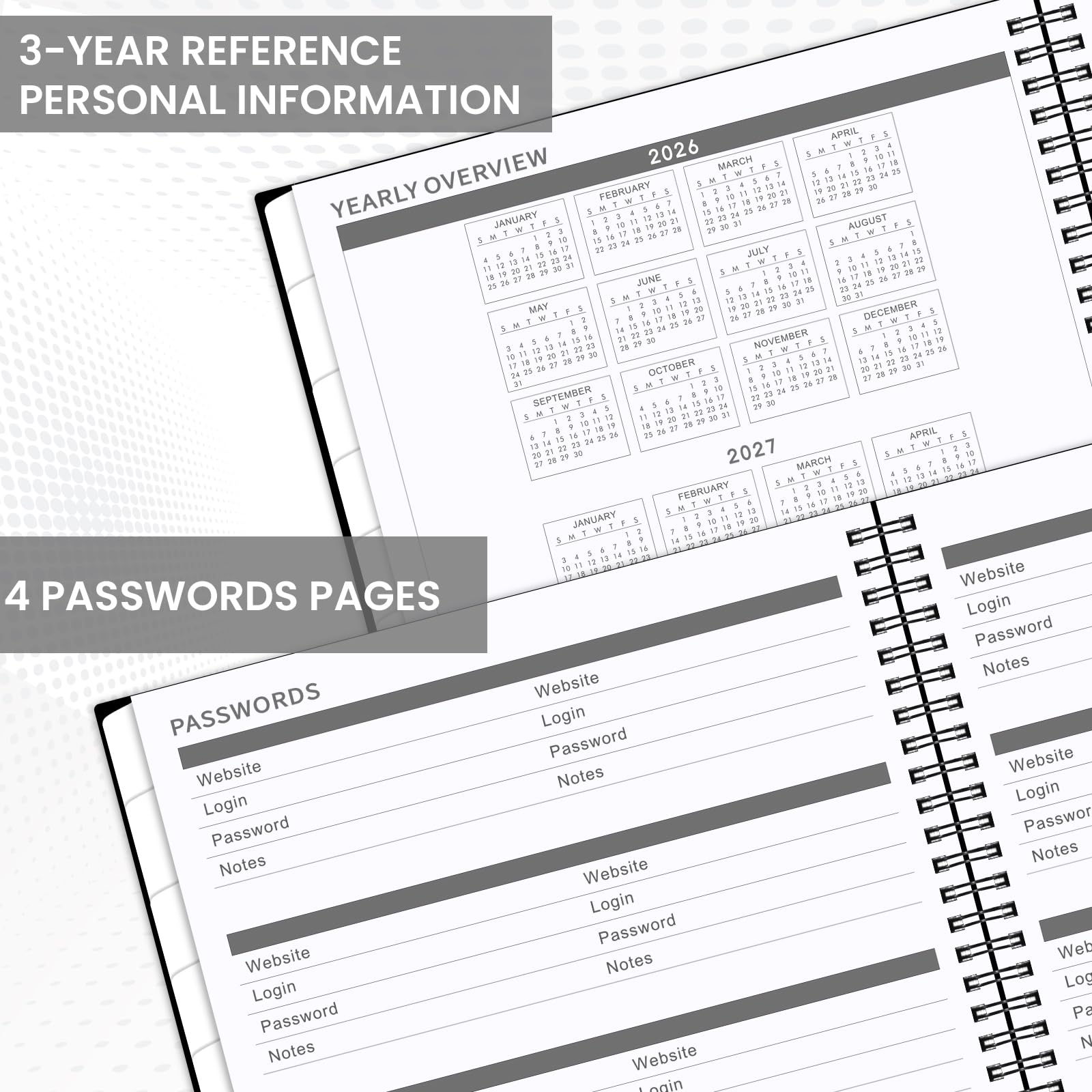 2026 Monthly Planner - JAN 2026 - DEC 2026 Planner/Calendar,12 Monthly Planner with Contacts & Passwords, 8.5" x 11" Planners 2026, Colorful Tabs, Thick Paper, Black