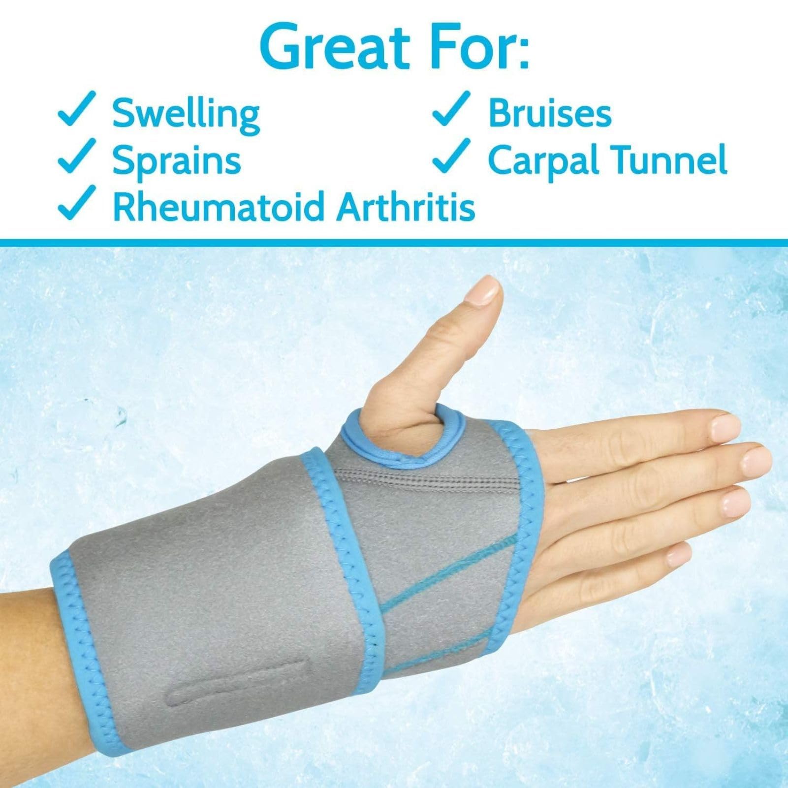Arctic Flex Wrist Ice Pack Wrap - Refreezable Gel Compression Support - Flexible Hot & Cold Brace for Injuries, Rheumatoid, Tendinitis, Swelling & Carpal Tunnel - Reusable for Pain & Muscle Therapy