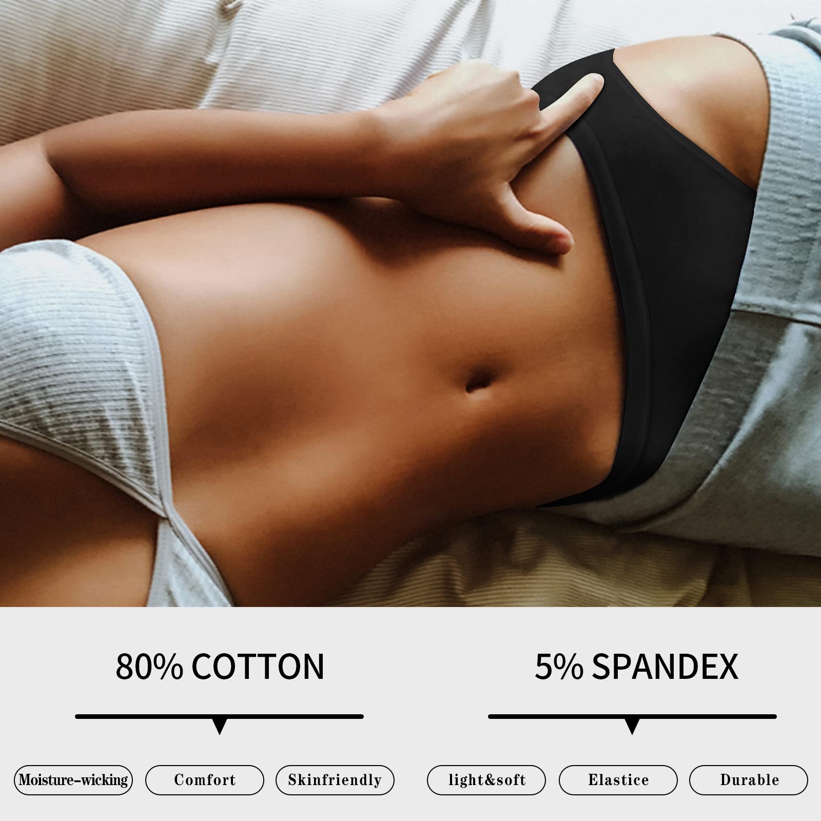 Eiggam Ladies Cotton Bikini Panties, High-Cut Full Coverage Stretch Cool Soft Womens Underwear Packs - 10 Pack, M