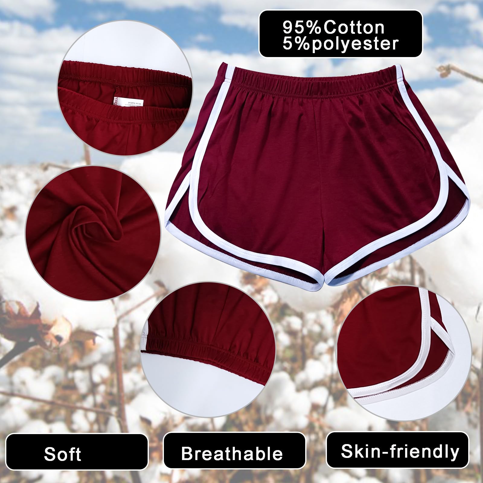 Cameway 4 Pack Women's Cotton Yoga Dance Short Pants Sport Shorts Summer Athletic Cycling Hiking Sports Shorts M Black