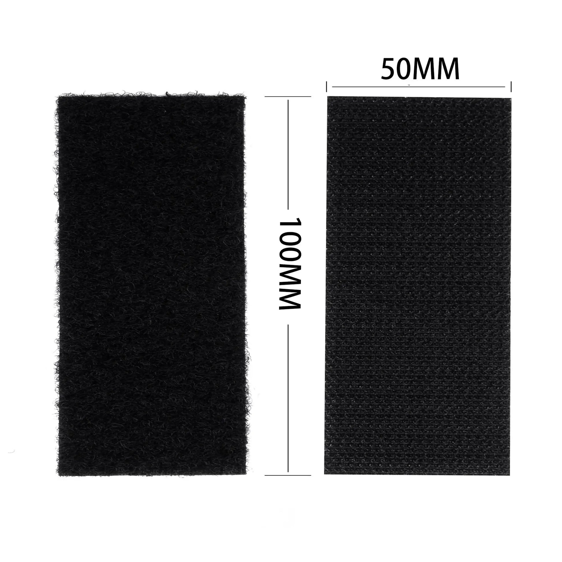 Melsan 2x4 Inch Adhesive Square Hook and Loop Tape - 12 Sets - Sticky Back Fastener for Indoor or Outdoor Use - Instead of Holes and Screws, Black