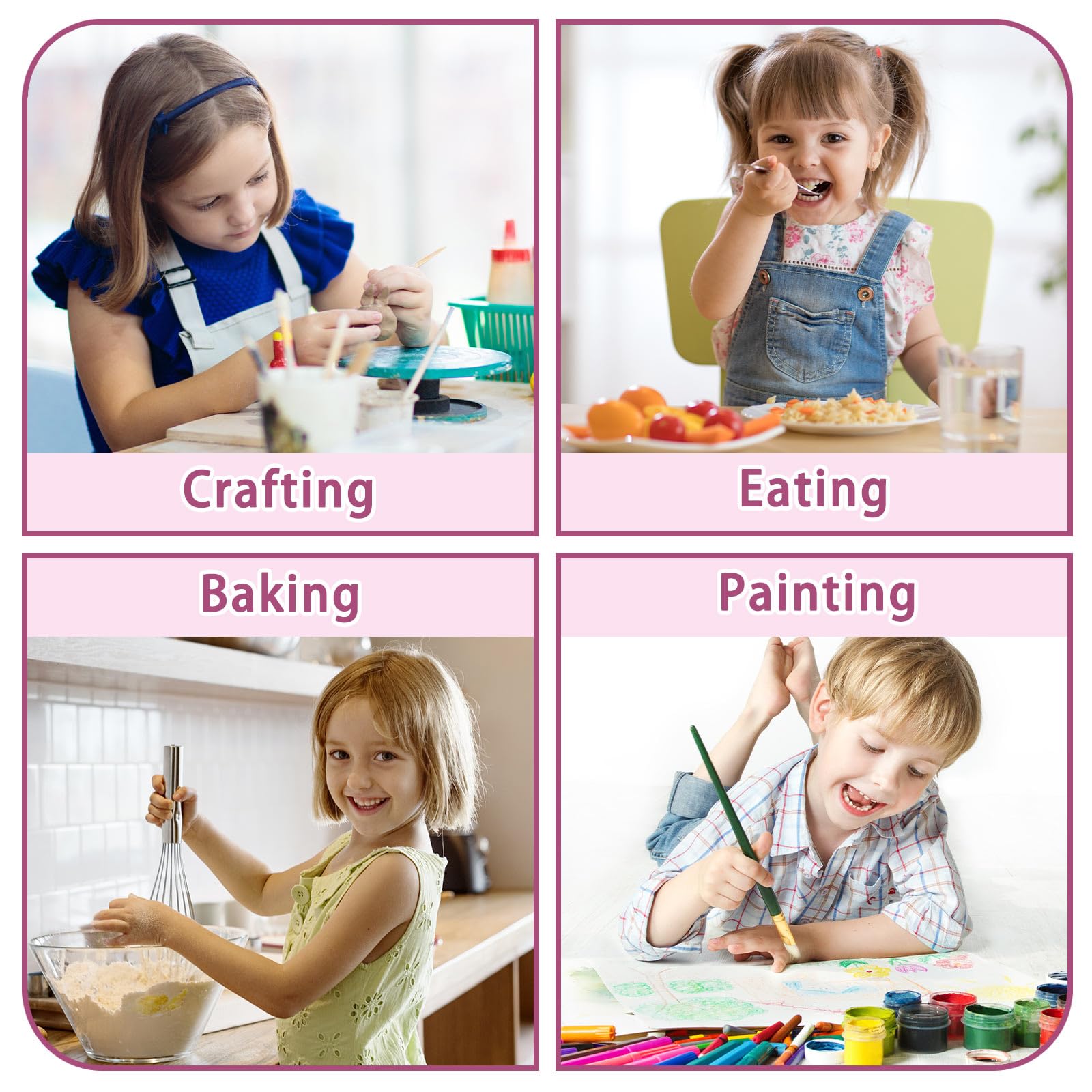 Kids Art Smock, Kids Painting Apron, Waterproof Children Artist Smock with Long Sleeve with 3 Pockets for Toddlers Age 2-6 (Pink)