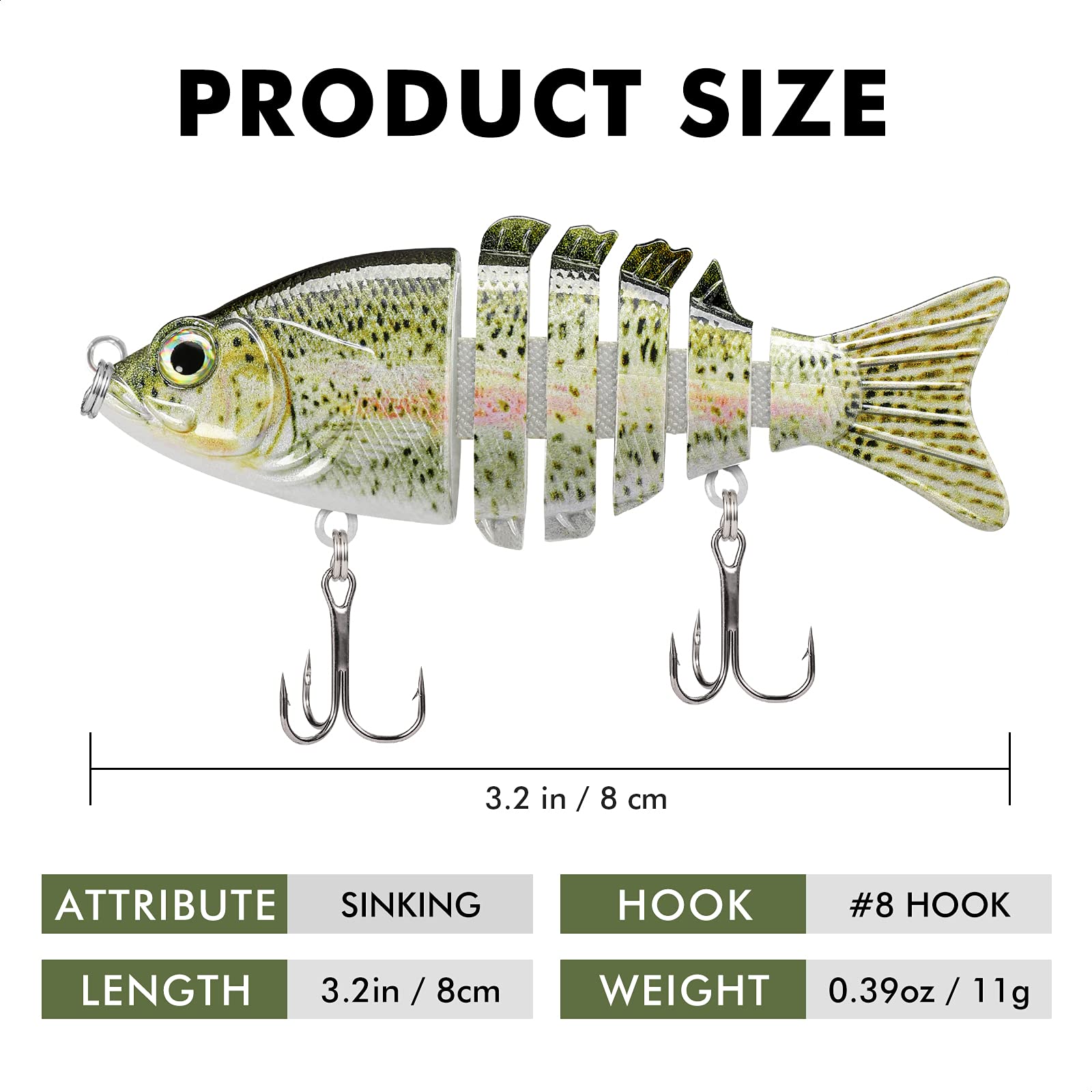 TRUSCEND Fishing Lures for Bass Trout Swimbaits for Bass Fishing Segmented Multi Jointed Swim Baits Slow Sinking Swimming Lures for Freshwater Saltwater Fishing Gear Lure Kit Gifts Plugs