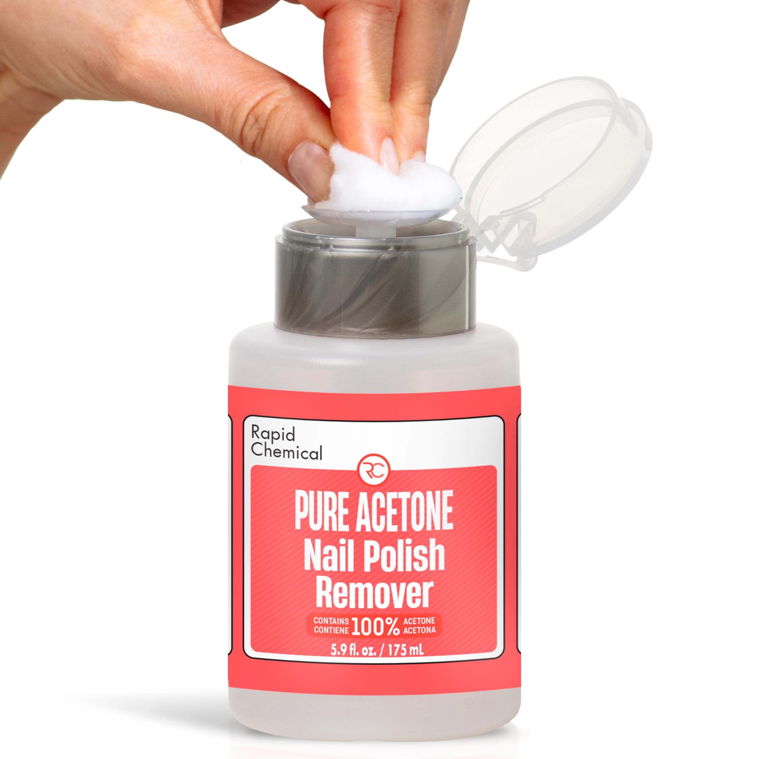 Pure Acetone 100 Percent Nail Polish Remover and Gel Nail Polish Remover With built-in Pump (175ml / 6 fl. oz) 100% Acetone