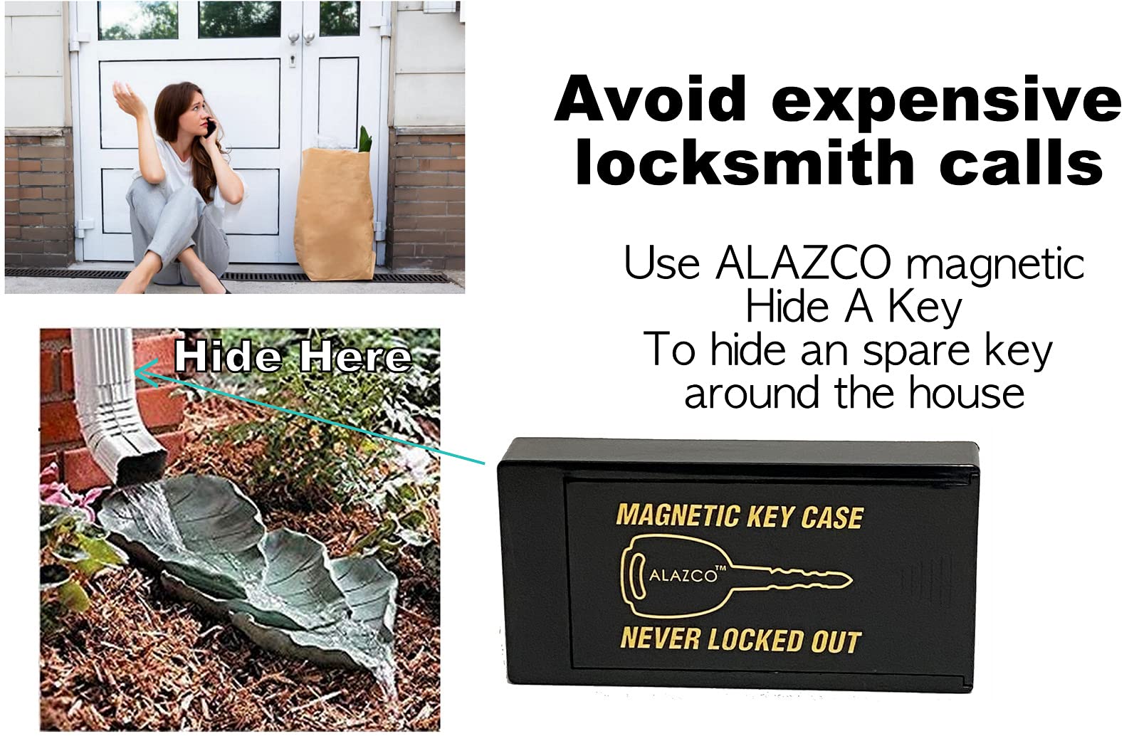 2 Hide A Key Magnetic Under Car Spare Key Holder So You Never Locked Out of Home Shed RV Boat Truck Office Storage Large ABS Case Key Hider Small Valubles Premium Magnet