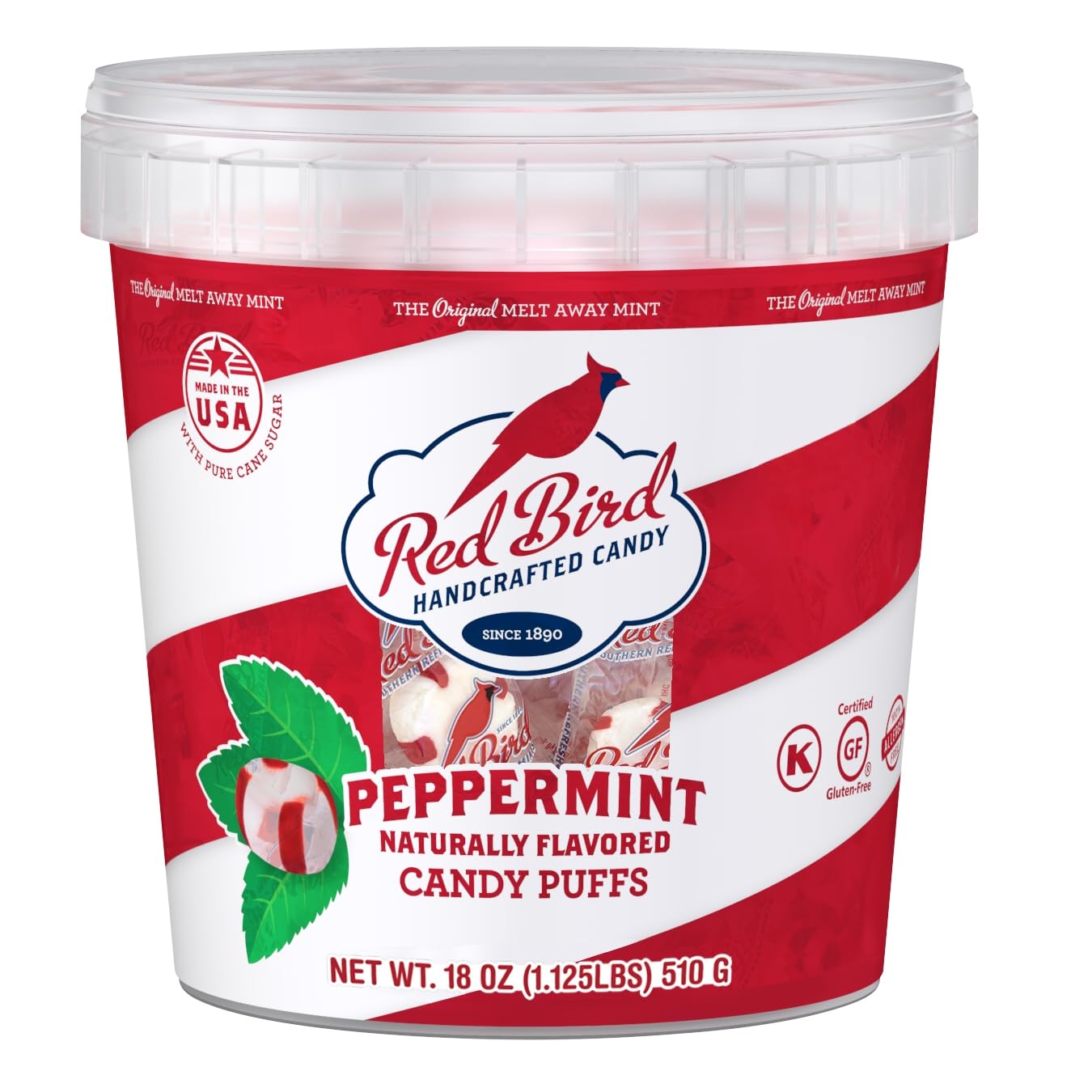 حلويات النعناع الناعمة ريد بيرد، مغلفة بشكل فردي، خالية من الغلوتين، أقراص نعناع منعشة، علبة 18 أونصة