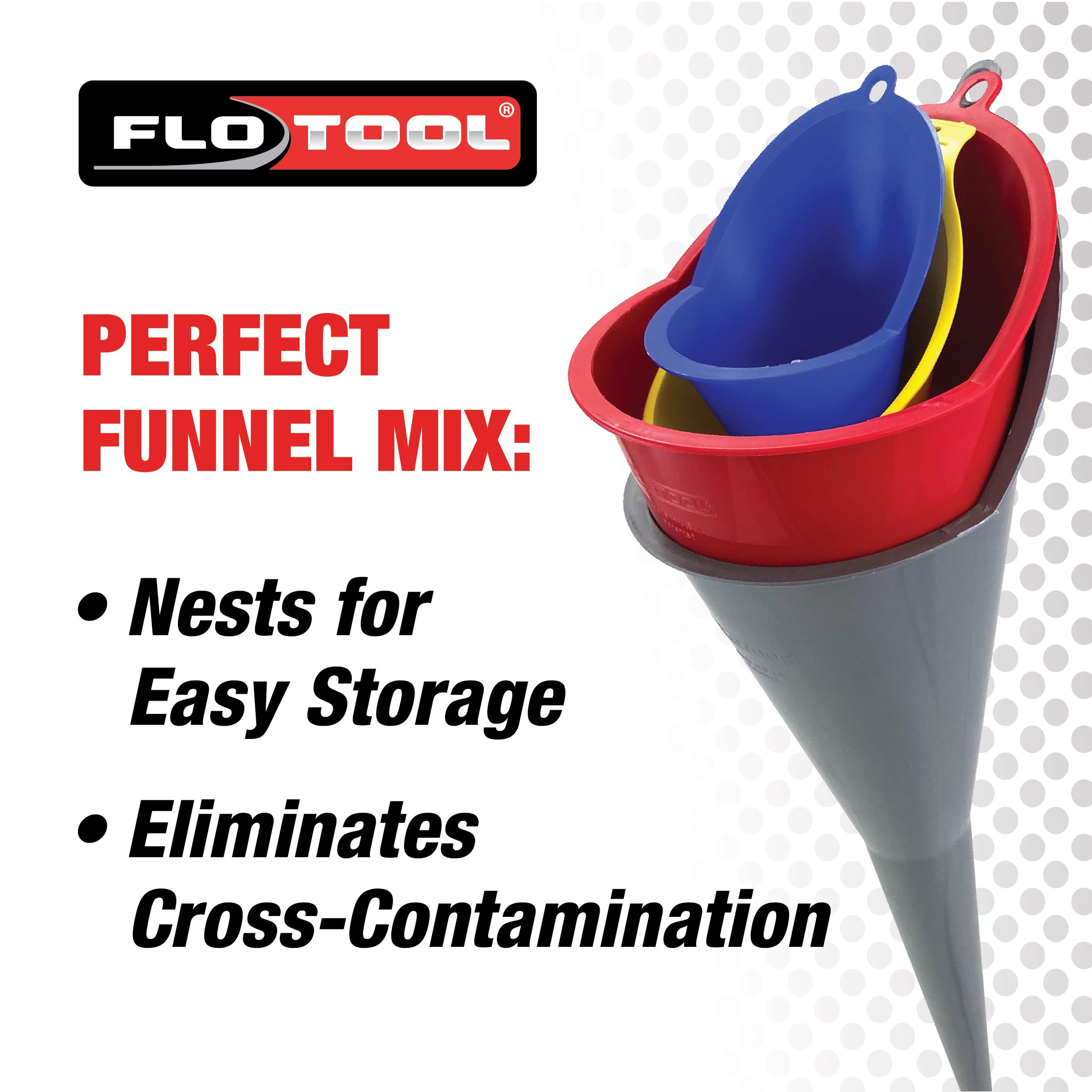 FloTool 10712MX4 Super Quad Funnel for Oil, Lubricant and Other Fluids, 4pk