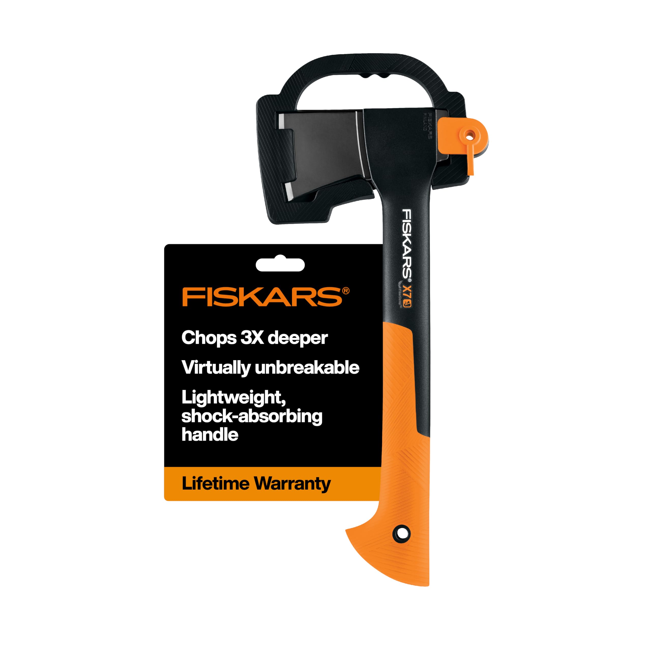 فأس Fiskars X7 خفيفة الوزن لشق الخشب الحطب الصغير والمتوسط مع شفرة خاصة ومقبض FiberComp الممتص للصدمات، أداة للحدائق والمسطحات الخضراء، 14 بوصة، 1.5 رطل