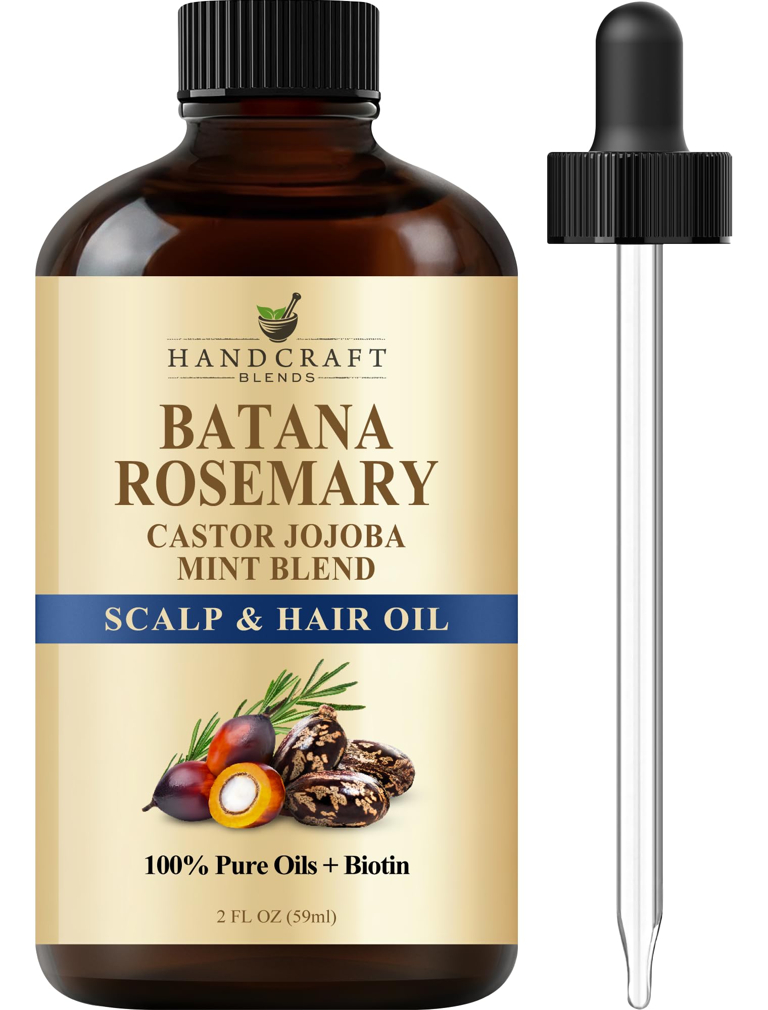 Batana & Rosemary Hair Growth Oil 2oz - Scalp Treatment & Strengthening for Growth & Loss, Thinning, Dry Scalp, Split Ends - Natural Hair Oil for Women & Men - Intensive Repair & Nourishing Formula