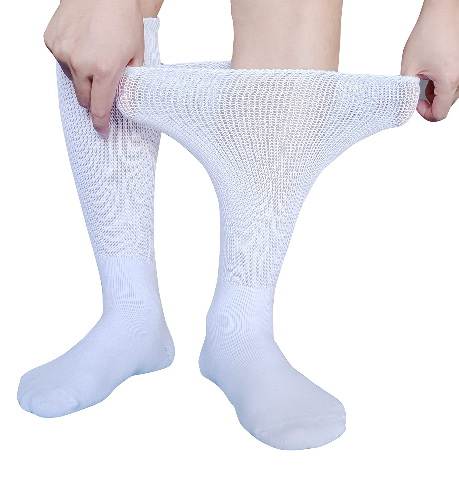 CIRZUEX Extra Wide Socks for Lymphedema Swollen Feet Leg, Bariatric Socks, Cast Boot Sock, Diabetic Non Binding Neuropathy Swelling Women Men 2 Pairs