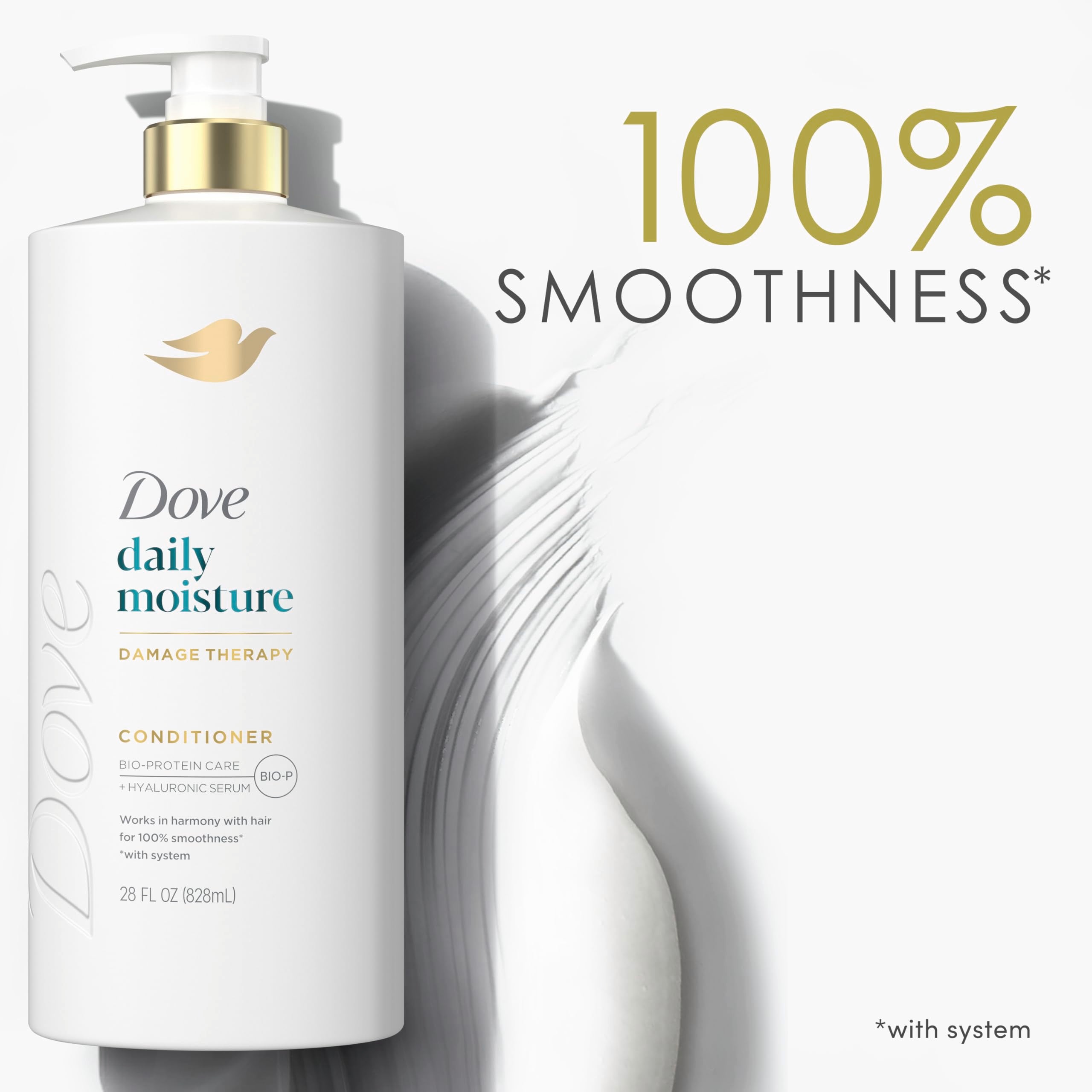 Dove Conditioner Daily Moisture for Dry Hair with Bio-Protein Care Technology and Hyaluronic Serum 28 Fl Oz