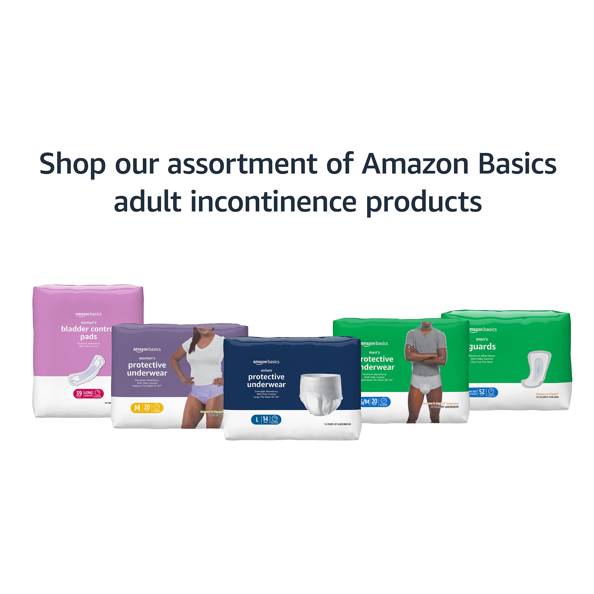 Amazon Basics Men's Incontinence Guards, Maximum Absorbency, 104 Count, (2 Packs of 52)