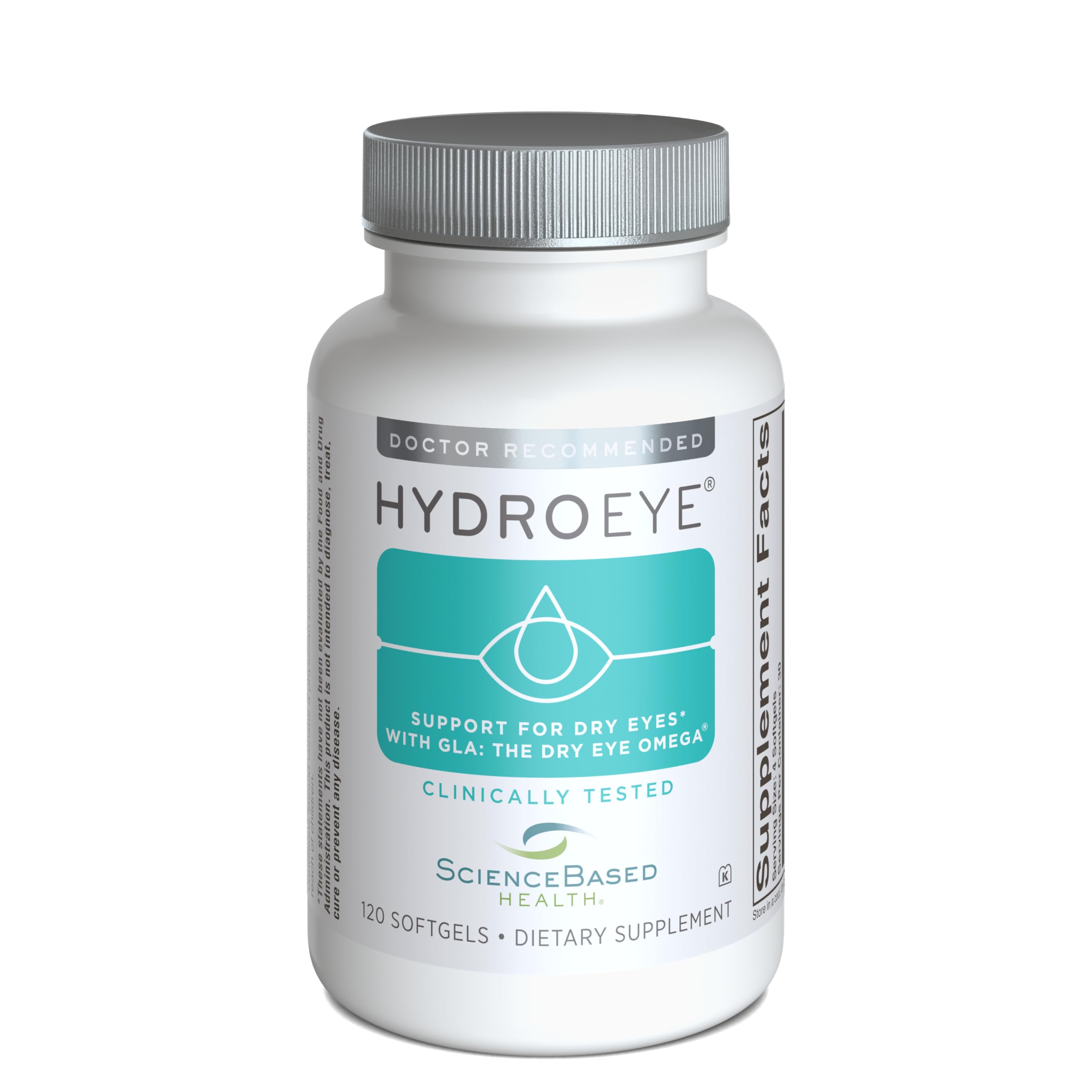 ScienceBased Health HydroEye Dry Eye Supplement - Clinically Tested Formula with GLA, EPA and DHA - Eye Comfort & Tear Film Support - 120 Softgels